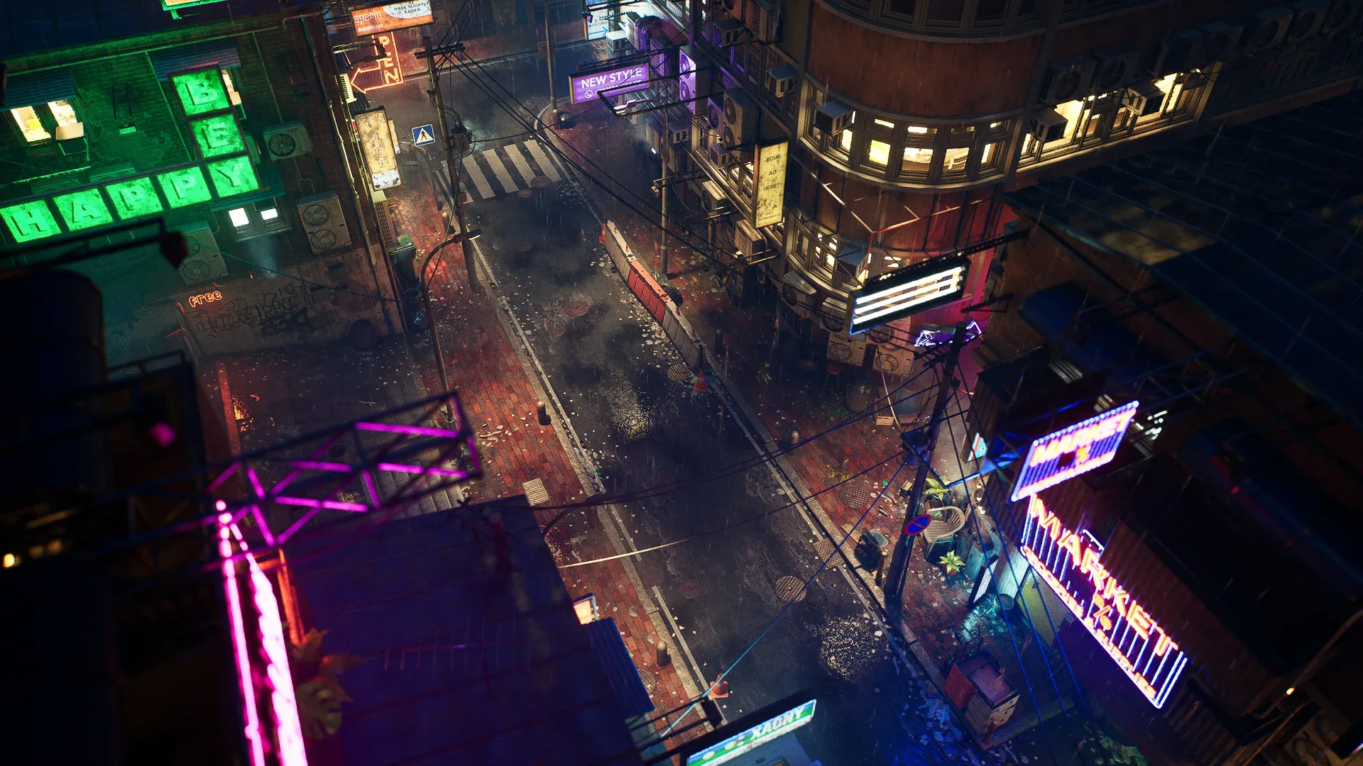 Rainy Neon Streets - Unreal Engine