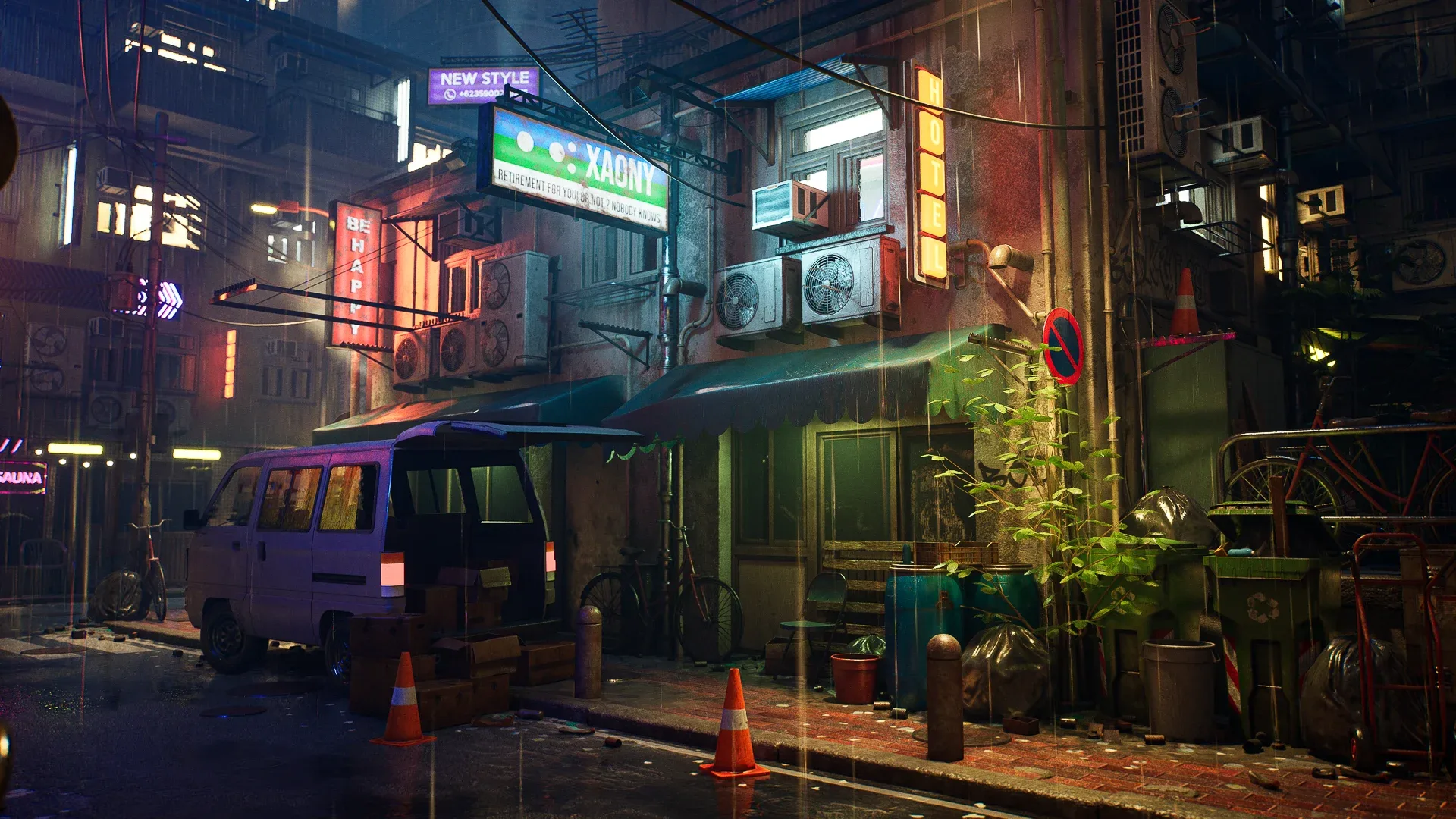 Rainy Neon Streets - Unreal Engine