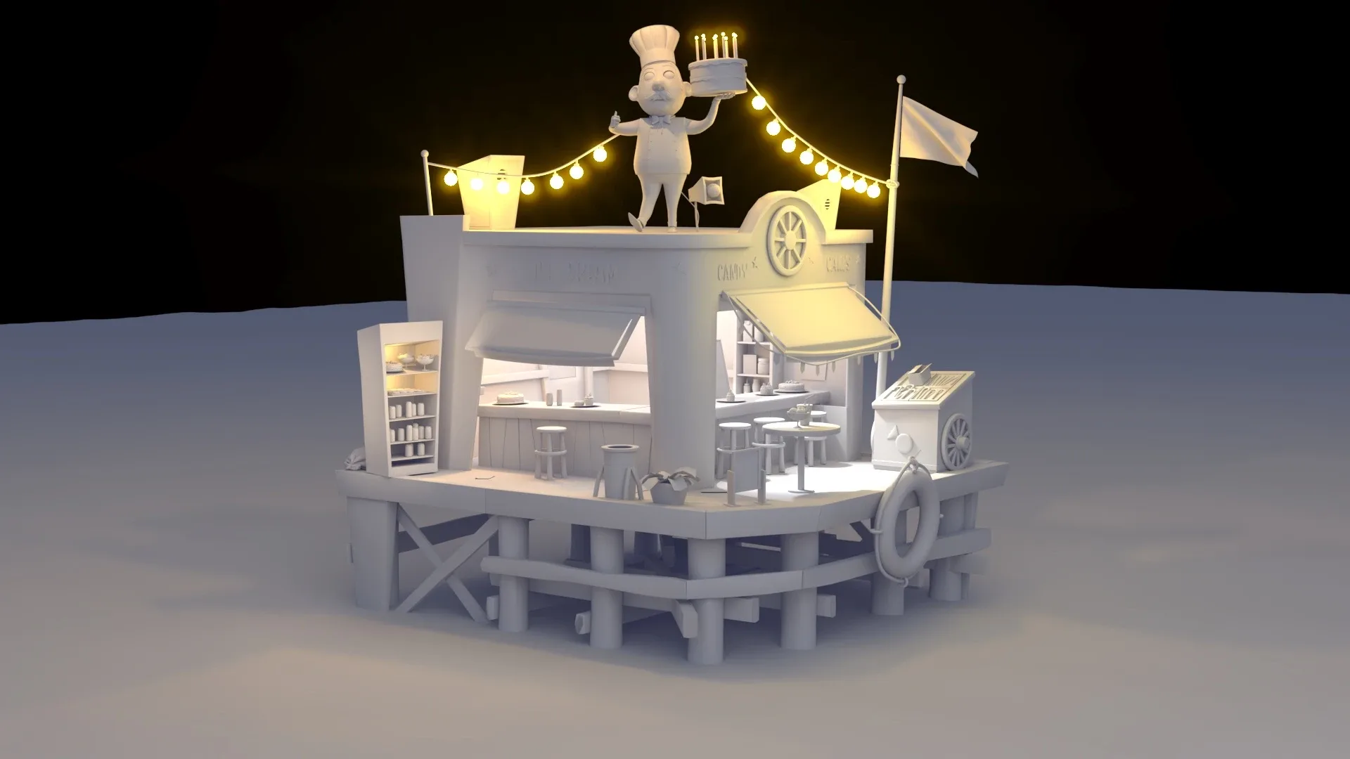 3d beach coffeeshop