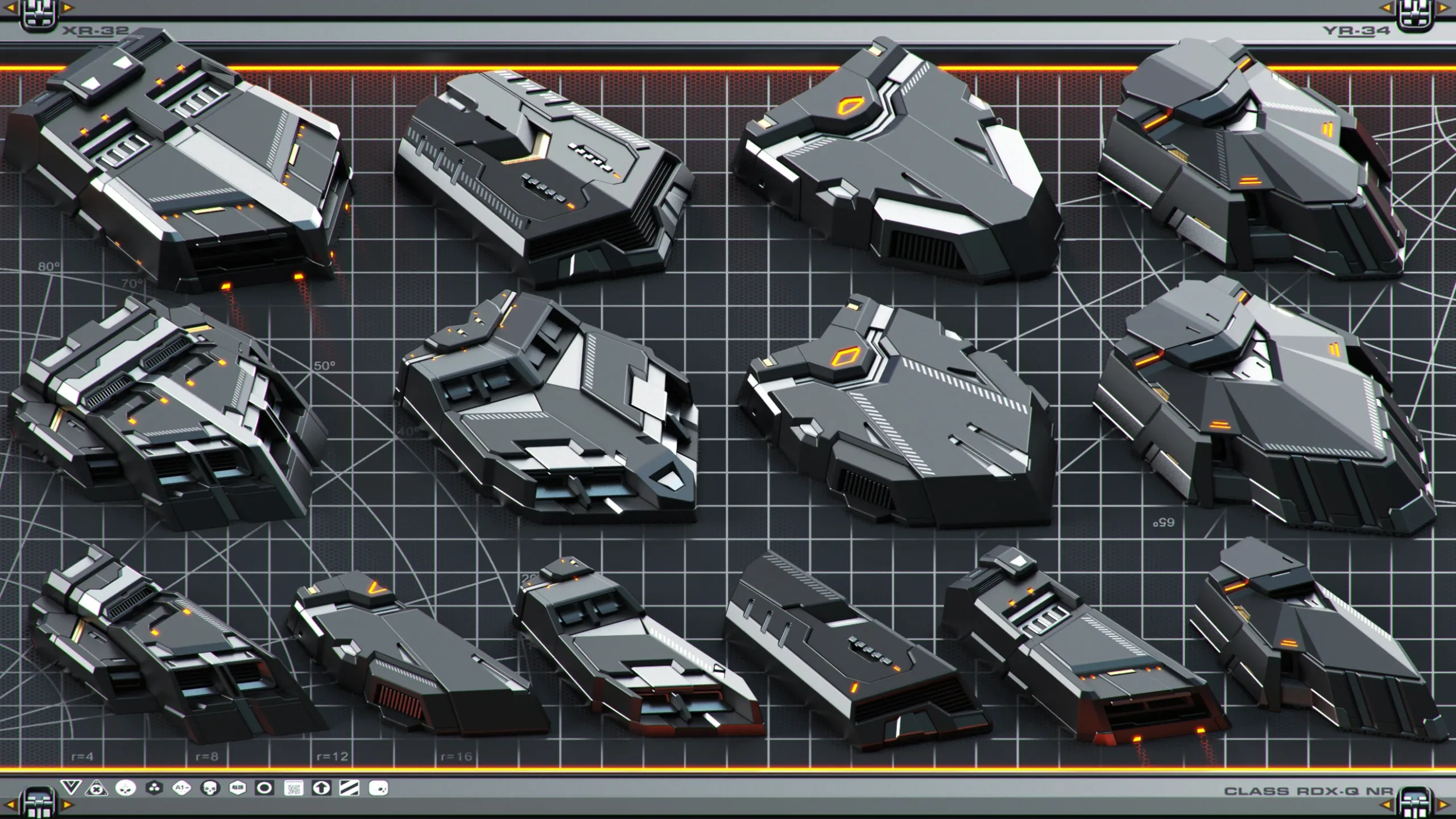 SPACESHIP Hard Surface KITBASH 350 DETAILS