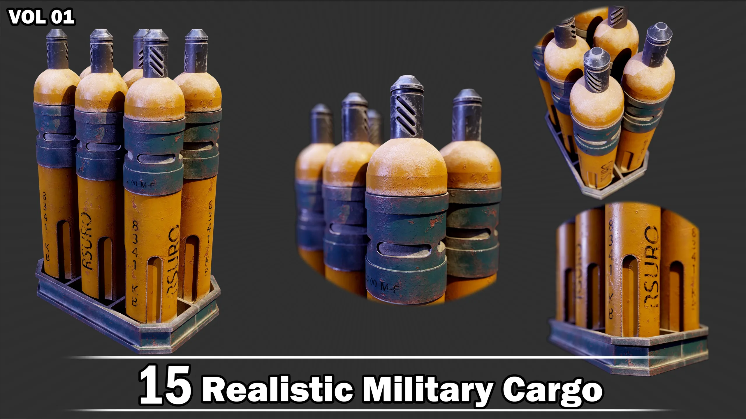 15 Realistic Military Cargo Game Ready VOL01 + Video How To Use