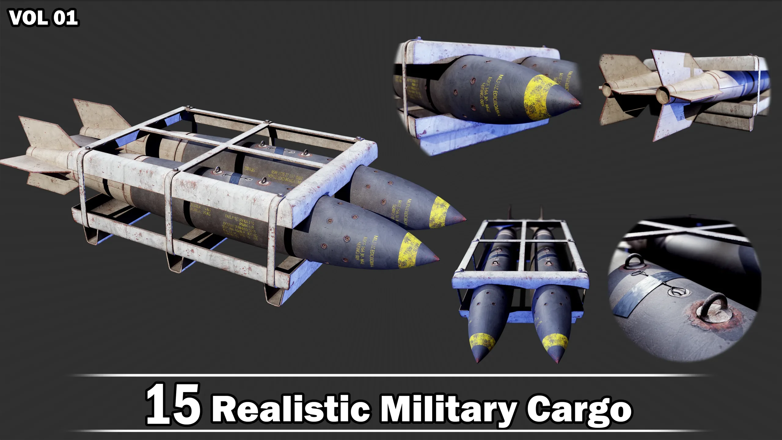 15 Realistic Military Cargo Game Ready VOL01 + Video How To Use