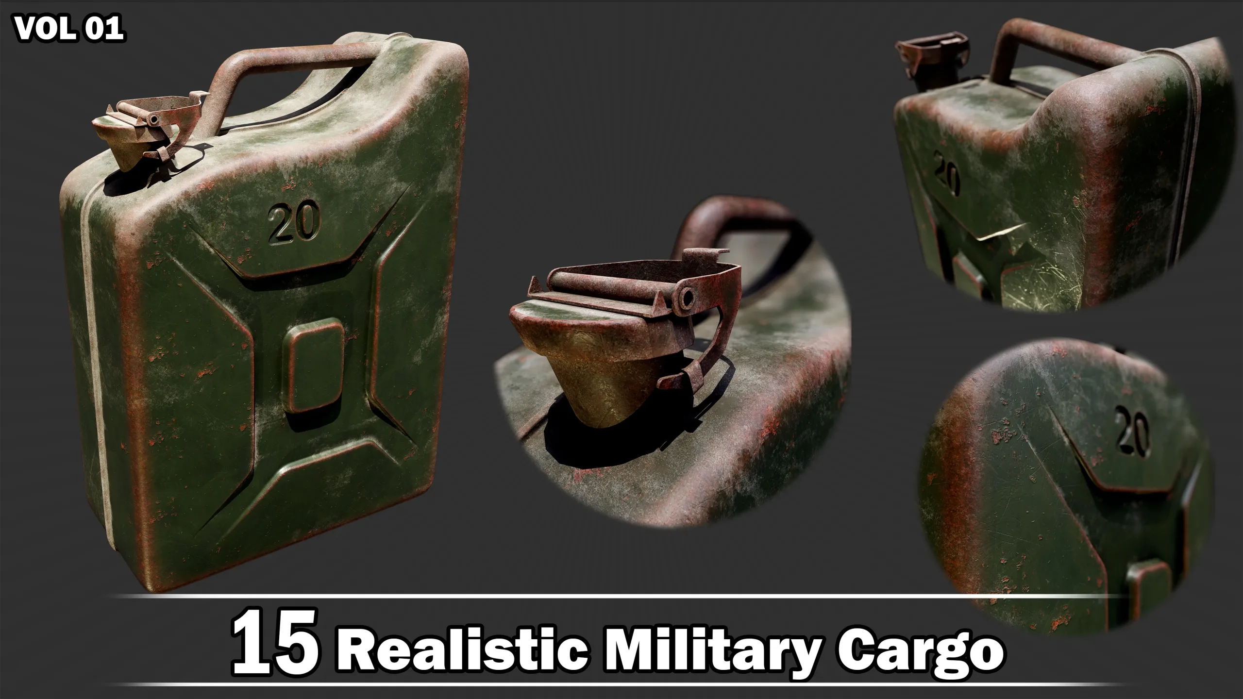 15 Realistic Military Cargo Game Ready VOL01 + Video How To Use