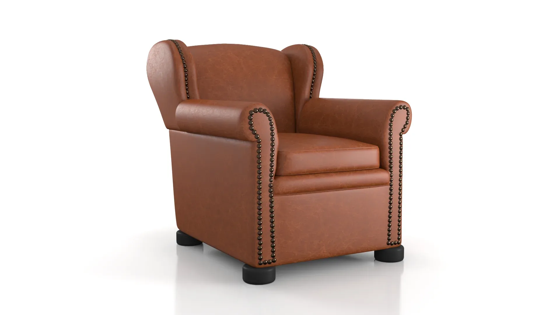 French Leather Wingback Club Chair