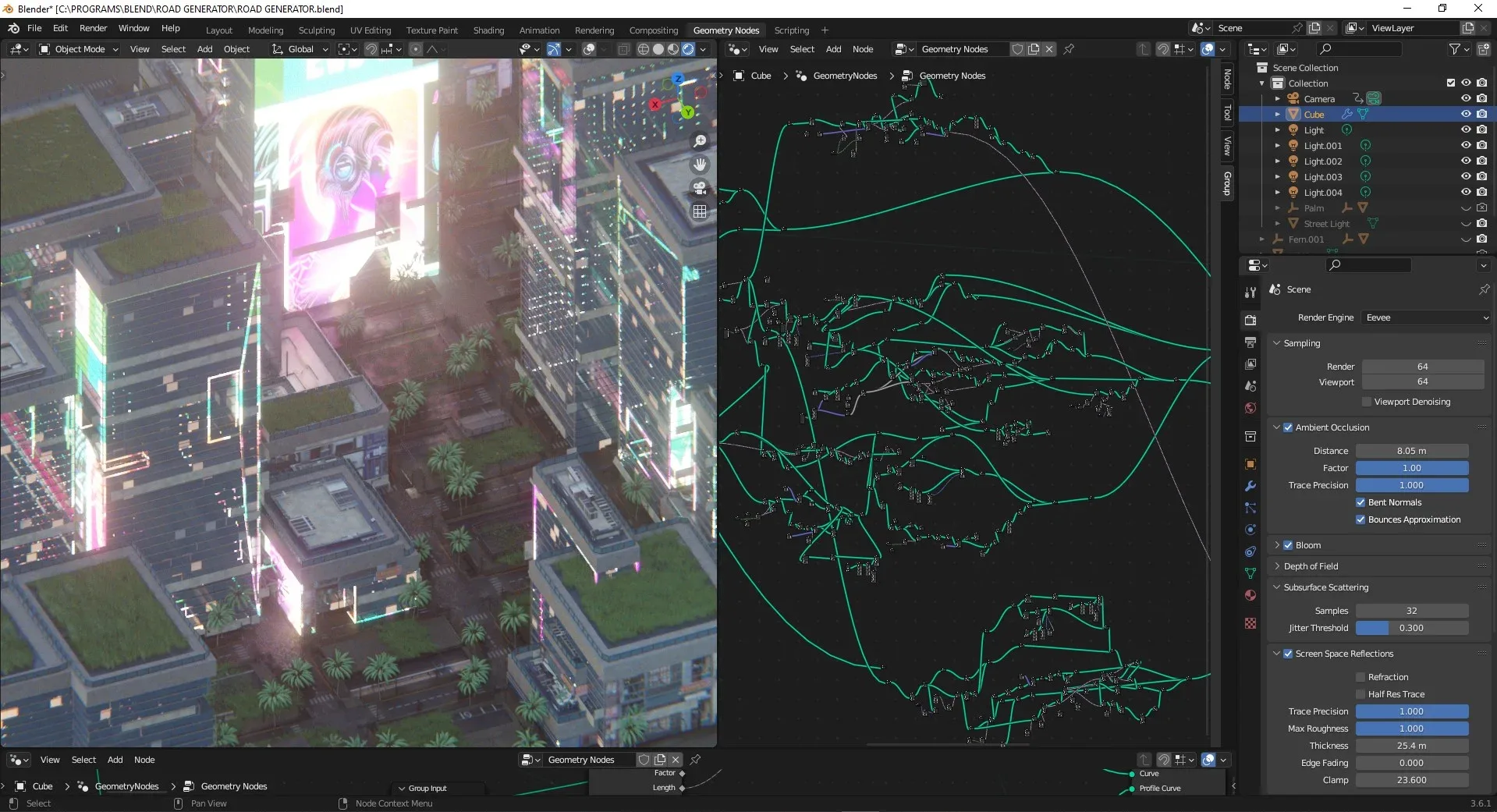 Procedural Sci-Fi City Generator + Cityscape for Blender