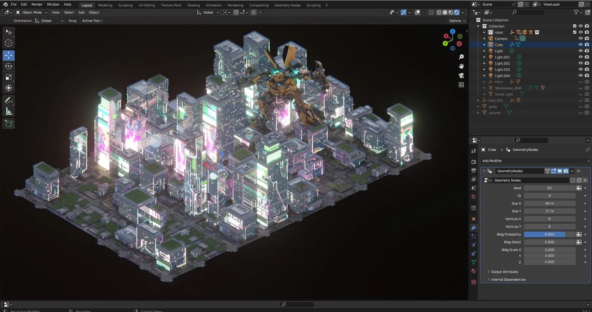 Procedural Sci-Fi City Generator + Cityscape for Blender