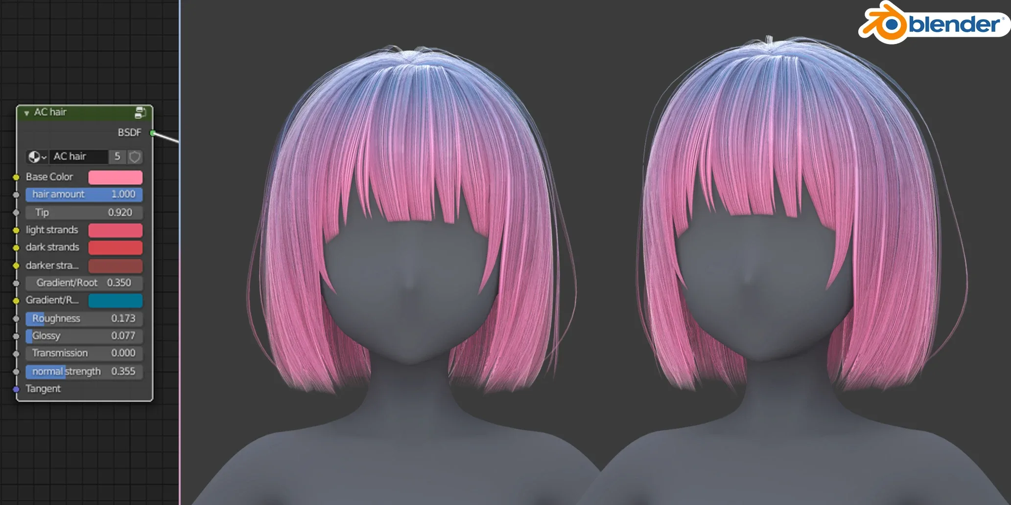 Hair Card Shader For Blender Cycles/evee