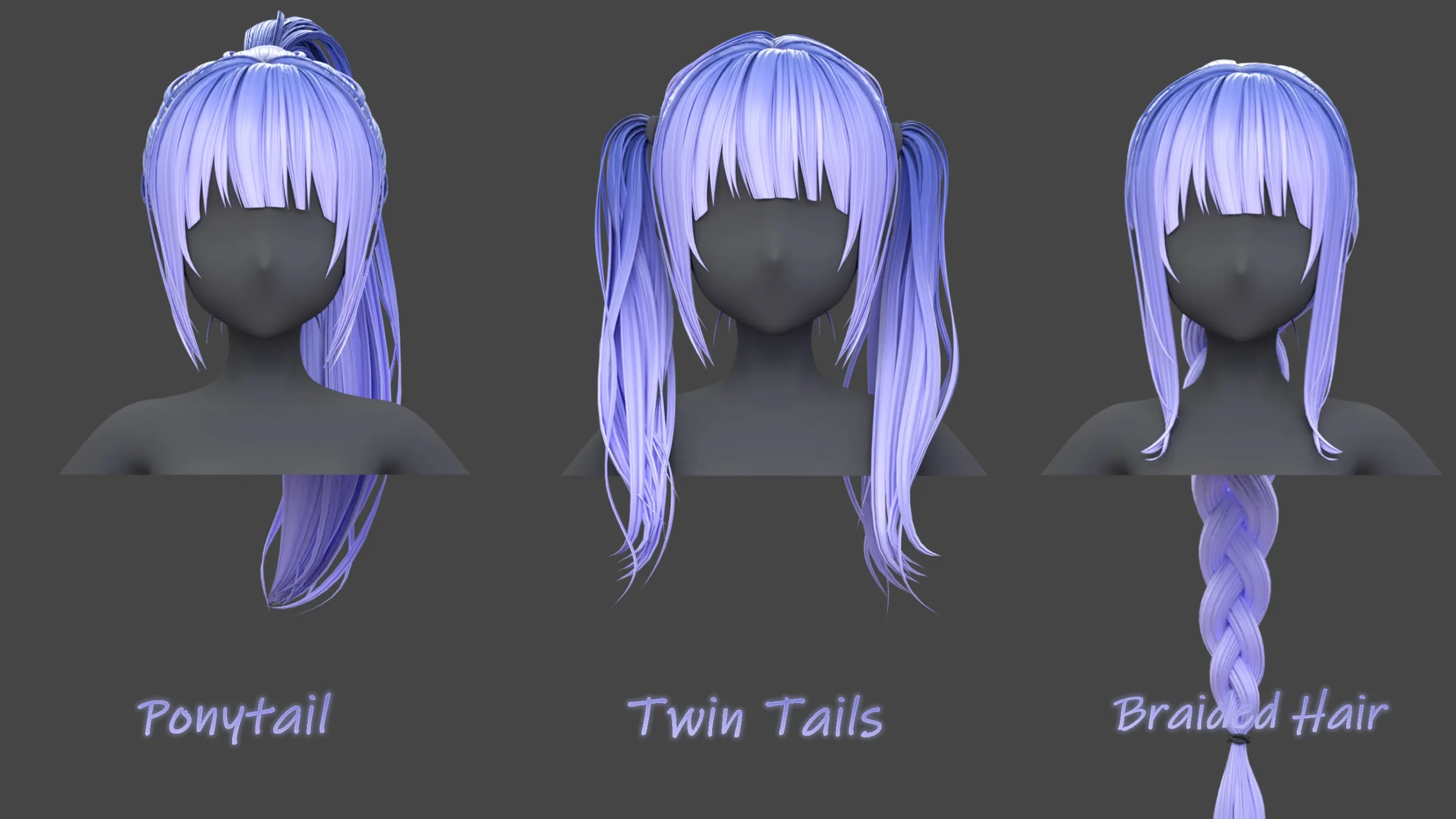 Poly Hairstyle pack-12 types of Hairstyles(obj, fbx, blend files)