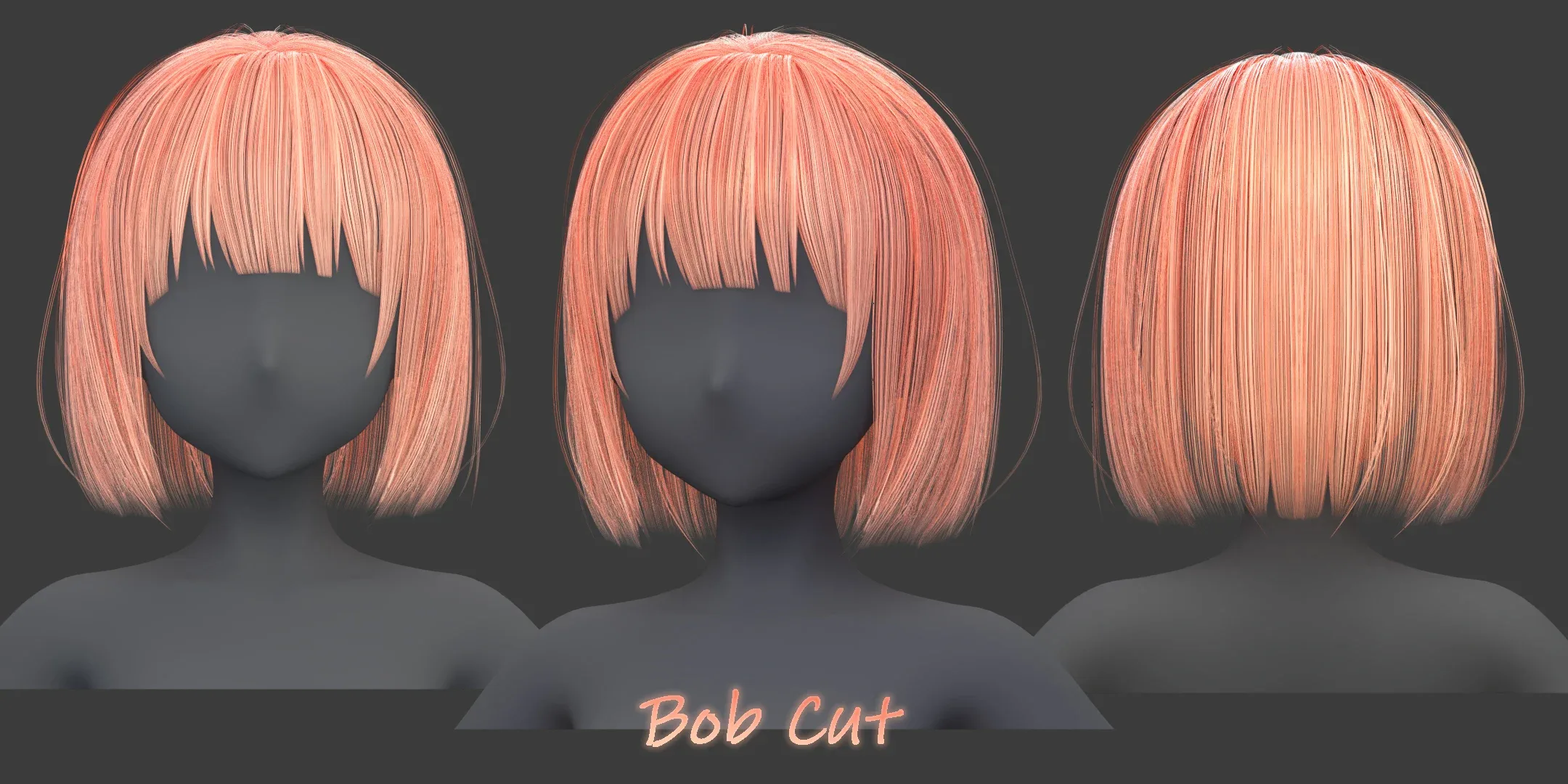 Poly Hairstyle pack-12 types of Hairstyles(obj, fbx, blend files)