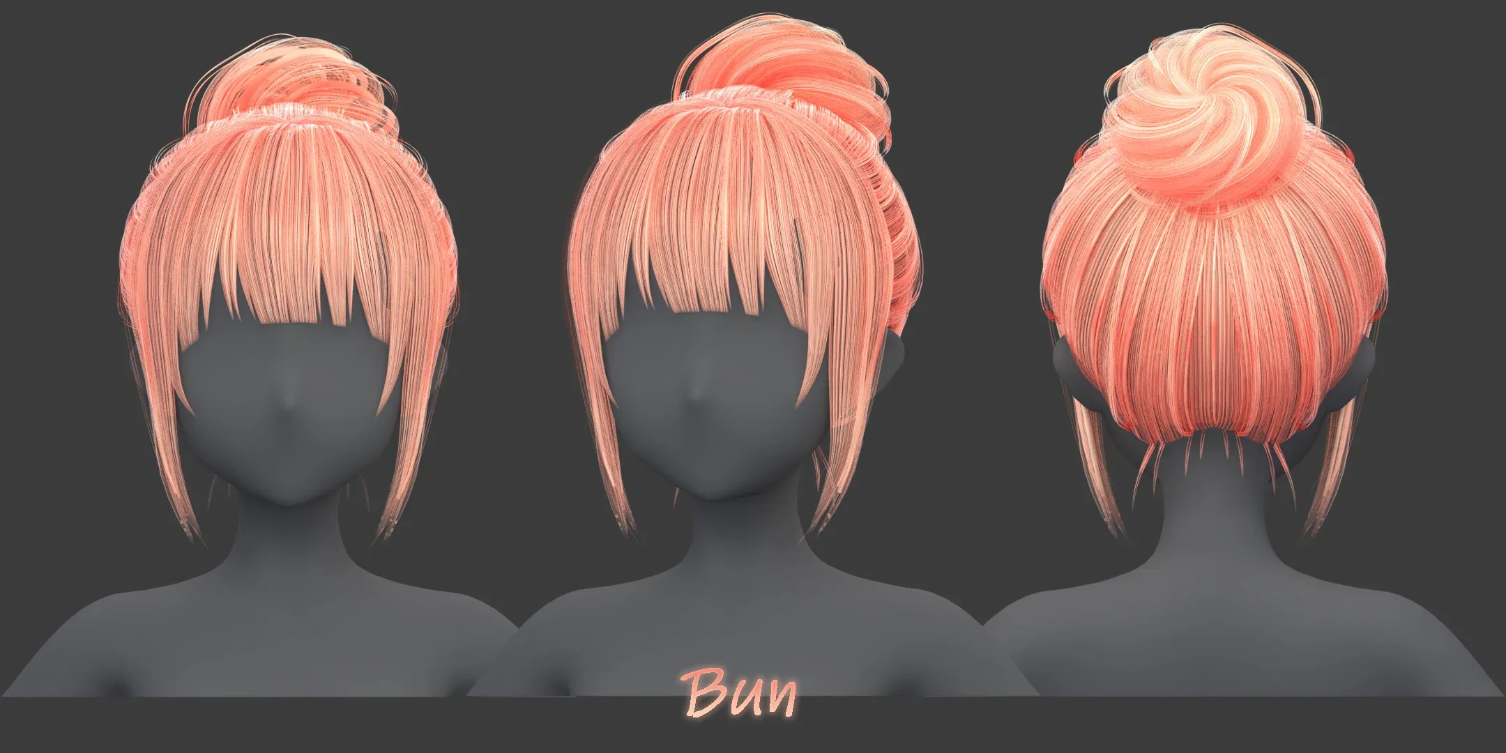 Poly Hairstyle pack-12 types of Hairstyles(obj, fbx, blend files)