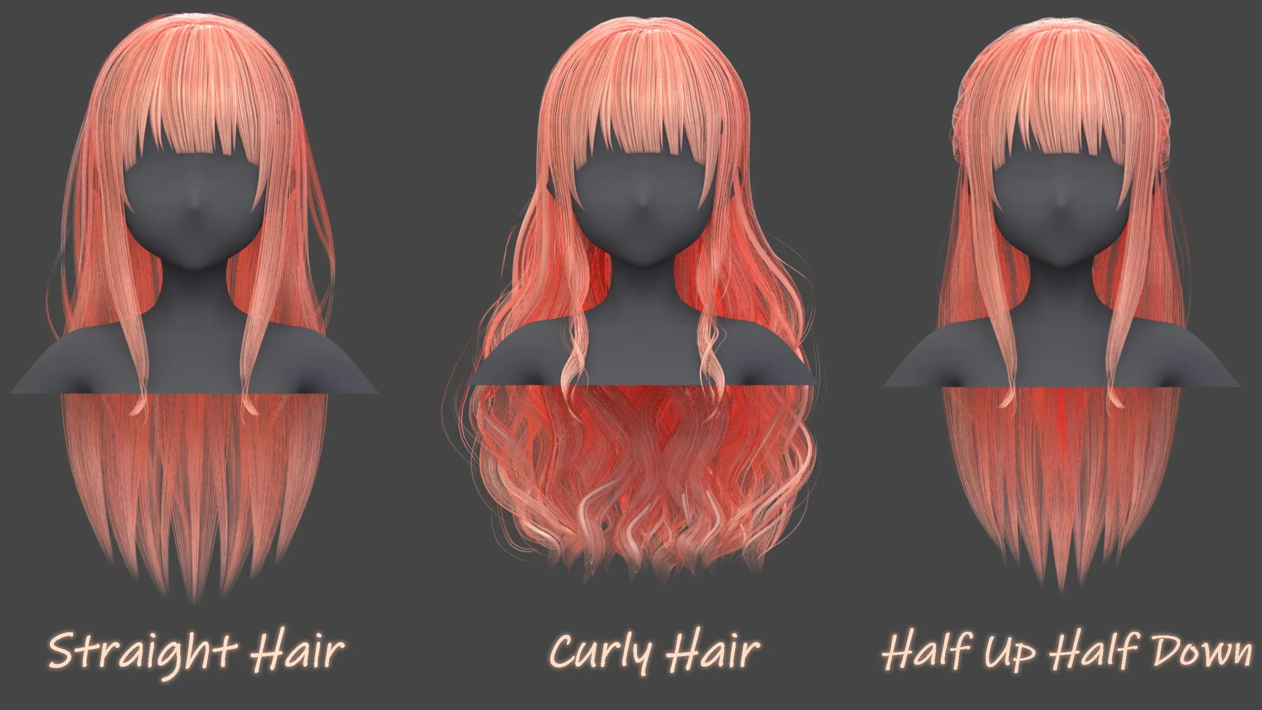 Poly Hairstyle pack-12 types of Hairstyles(obj, fbx, blend files)