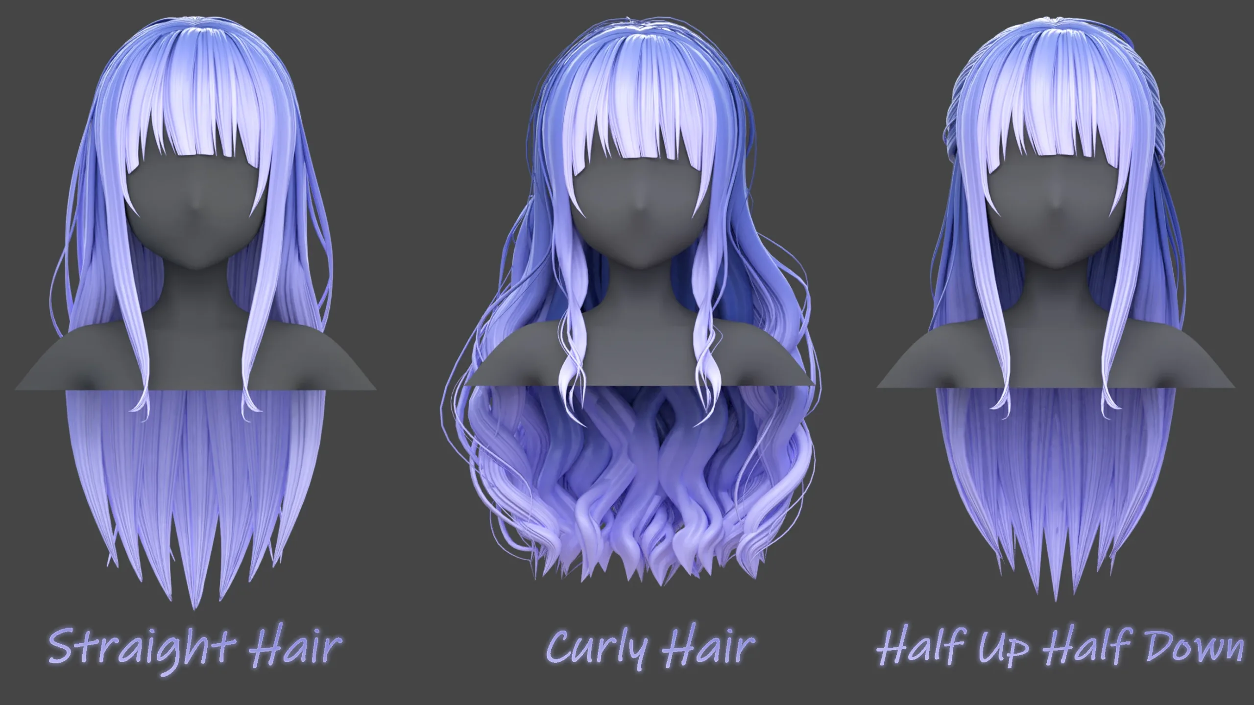 Poly Hairstyle pack-12 types of Hairstyles(obj, fbx, blend files)