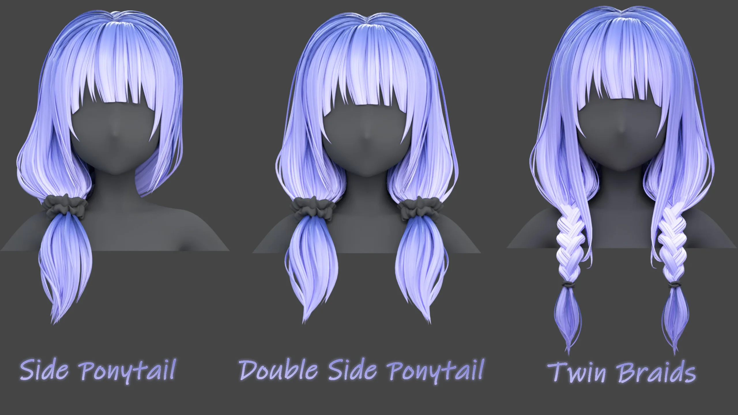 Poly Hairstyle pack-12 types of Hairstyles(obj, fbx, blend files)