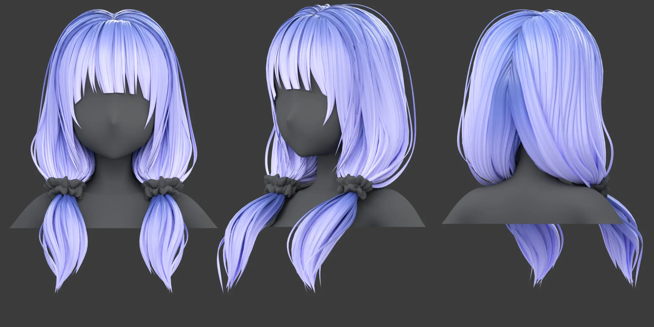 Poly Hairstyle pack-12 types of Hairstyles(obj, fbx, blend files)