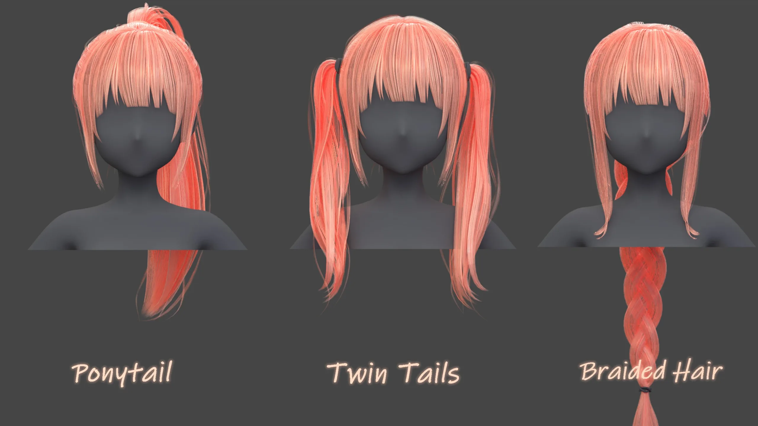 Poly Hairstyle pack-12 types of Hairstyles(obj, fbx, blend files)