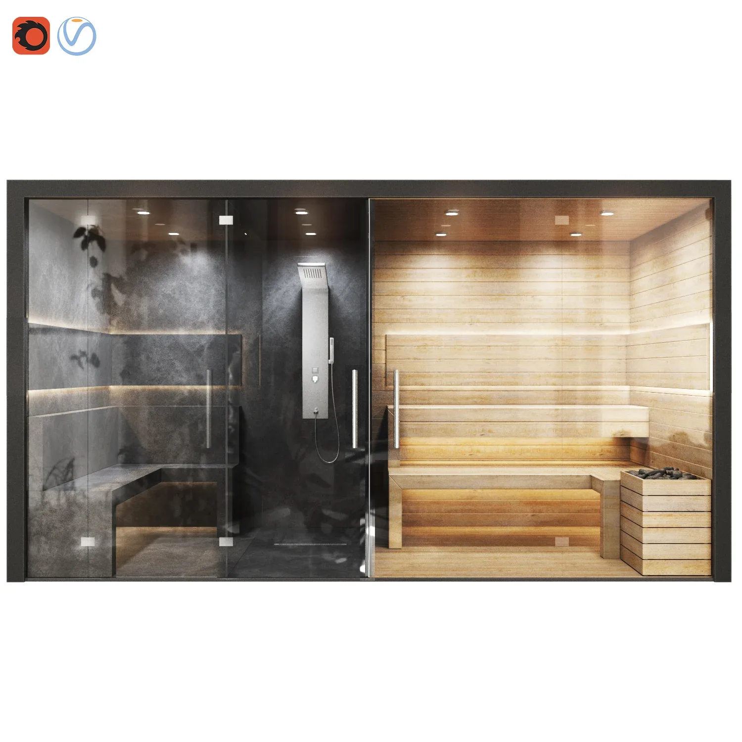 Sauna bathroom spa drysteam heat