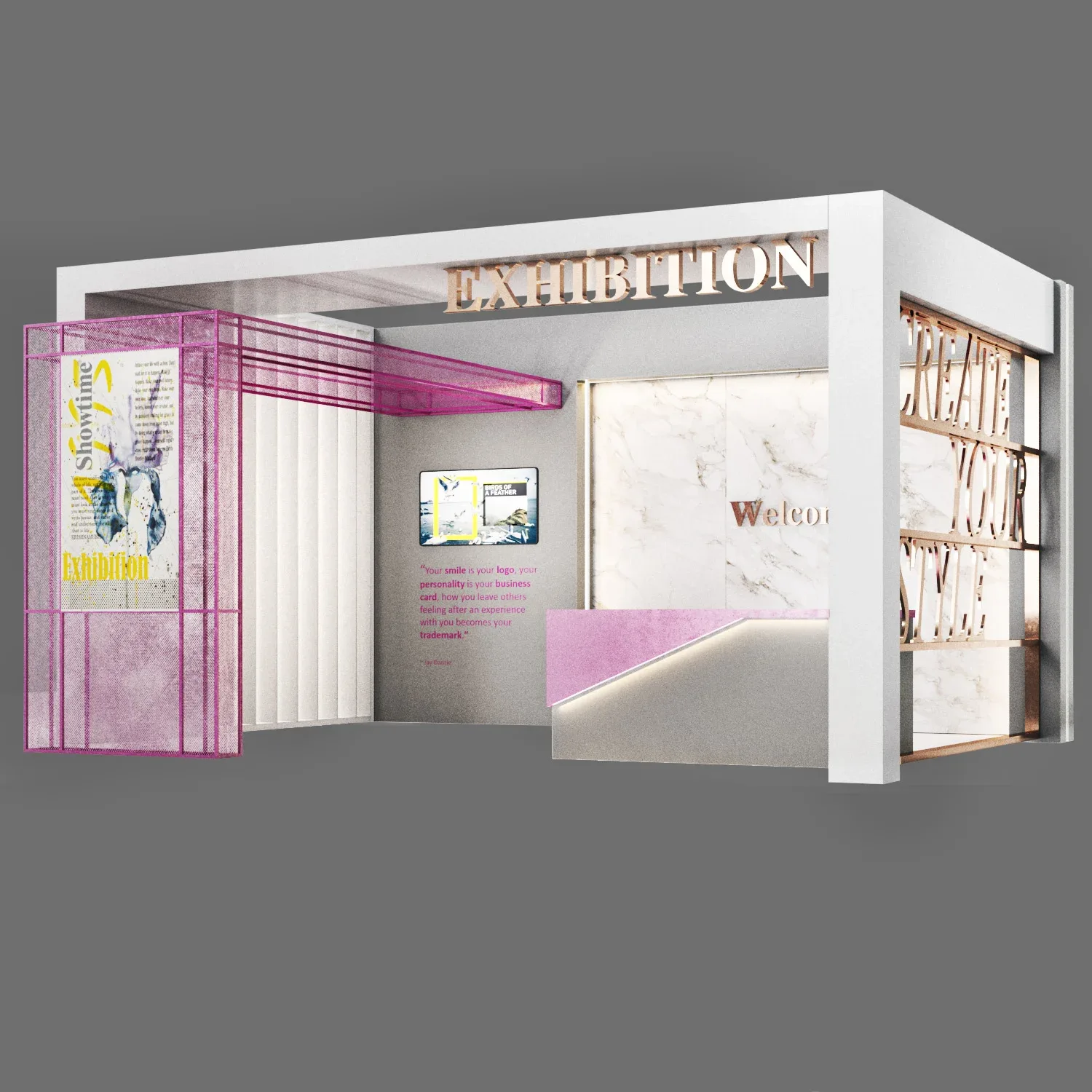 kiosk booth exhibition presentation stand counter reception office desk02