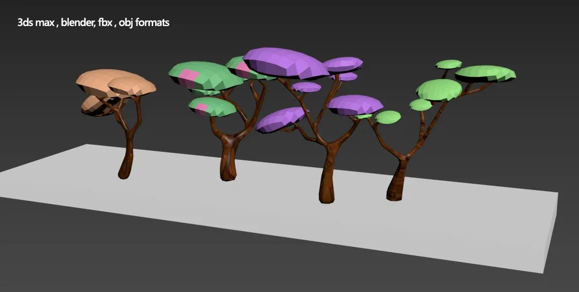 Low poly stylized trees 3d model