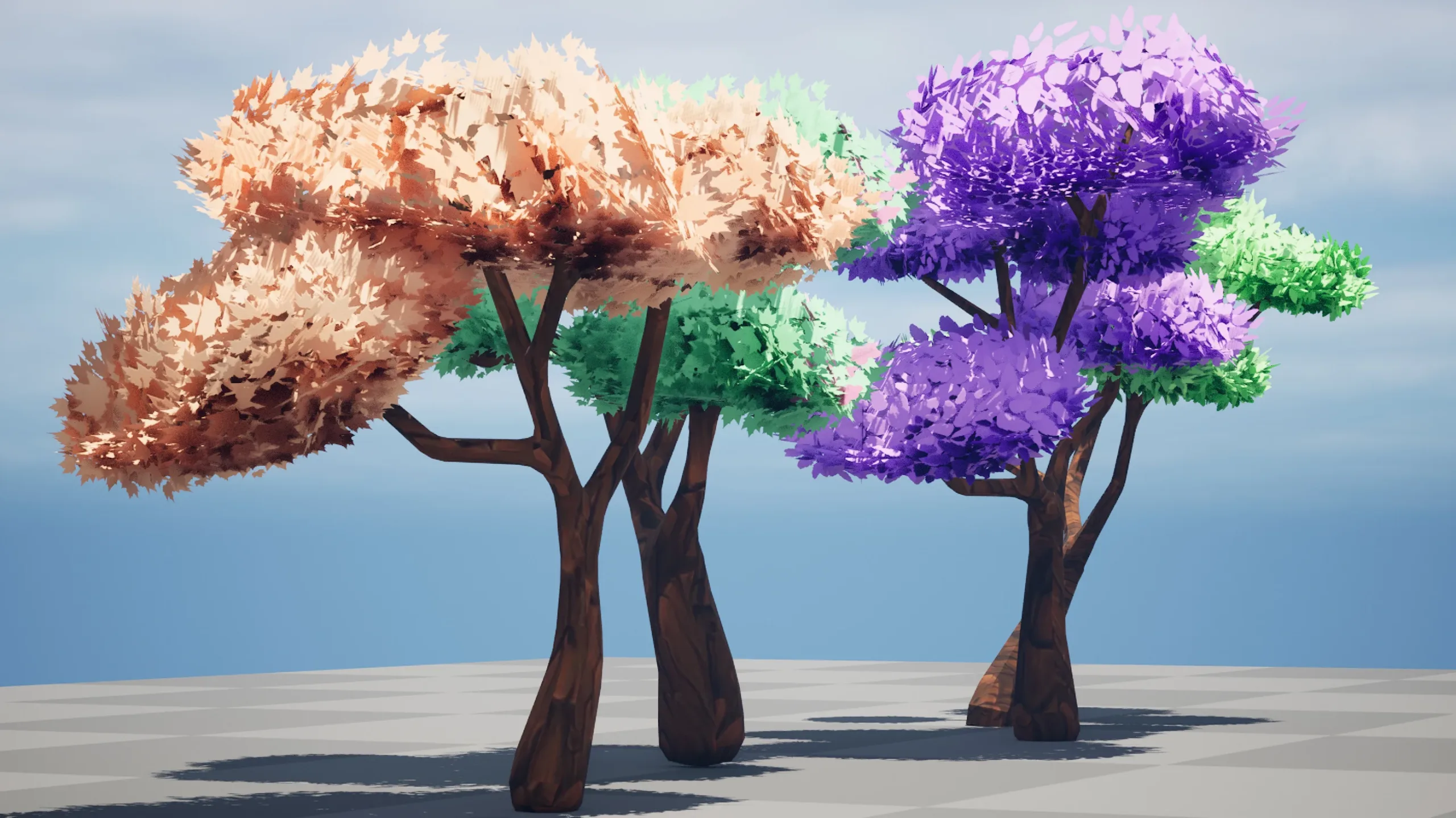 Low poly stylized trees 3d model