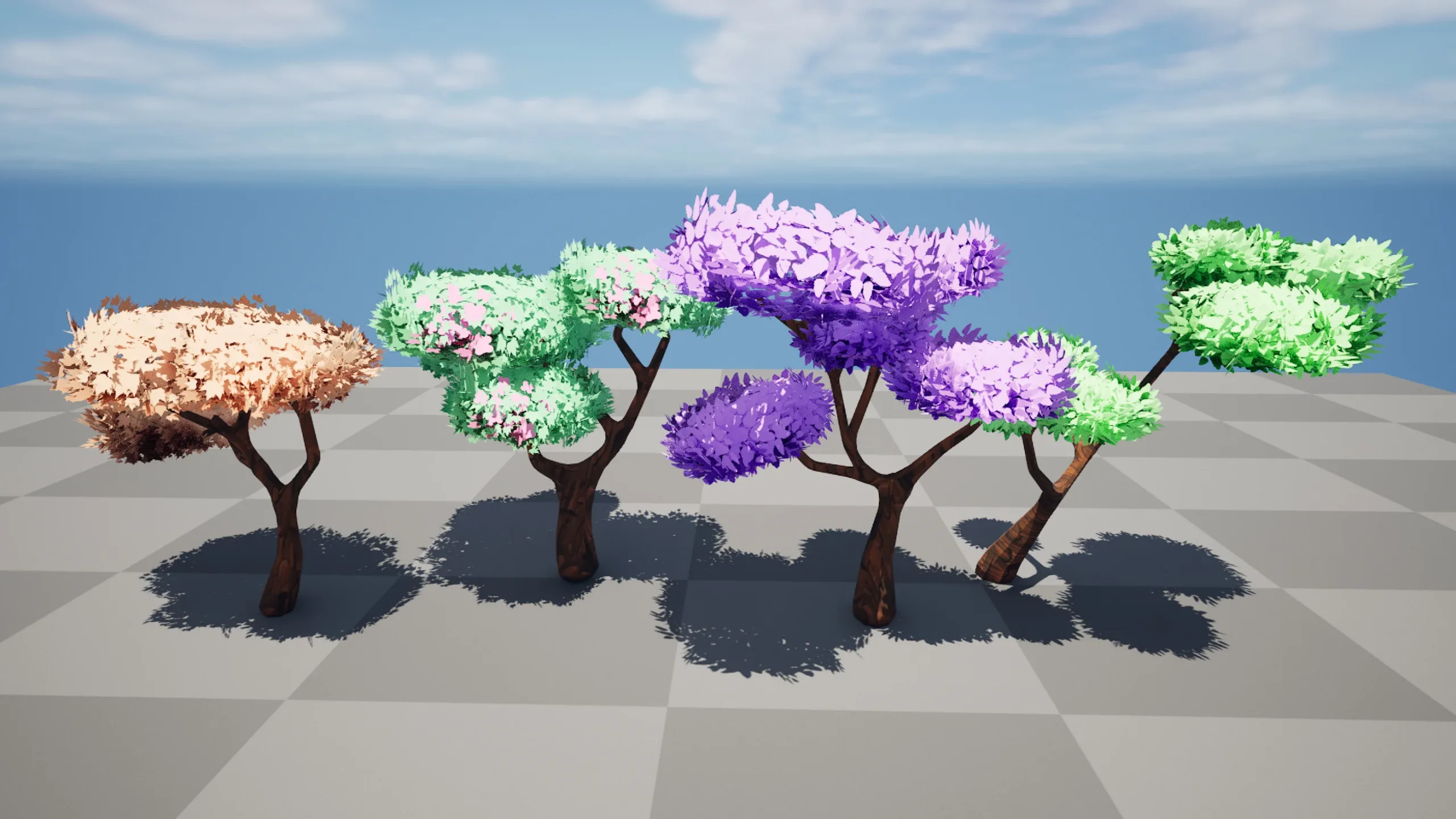 Low poly stylized trees 3d model