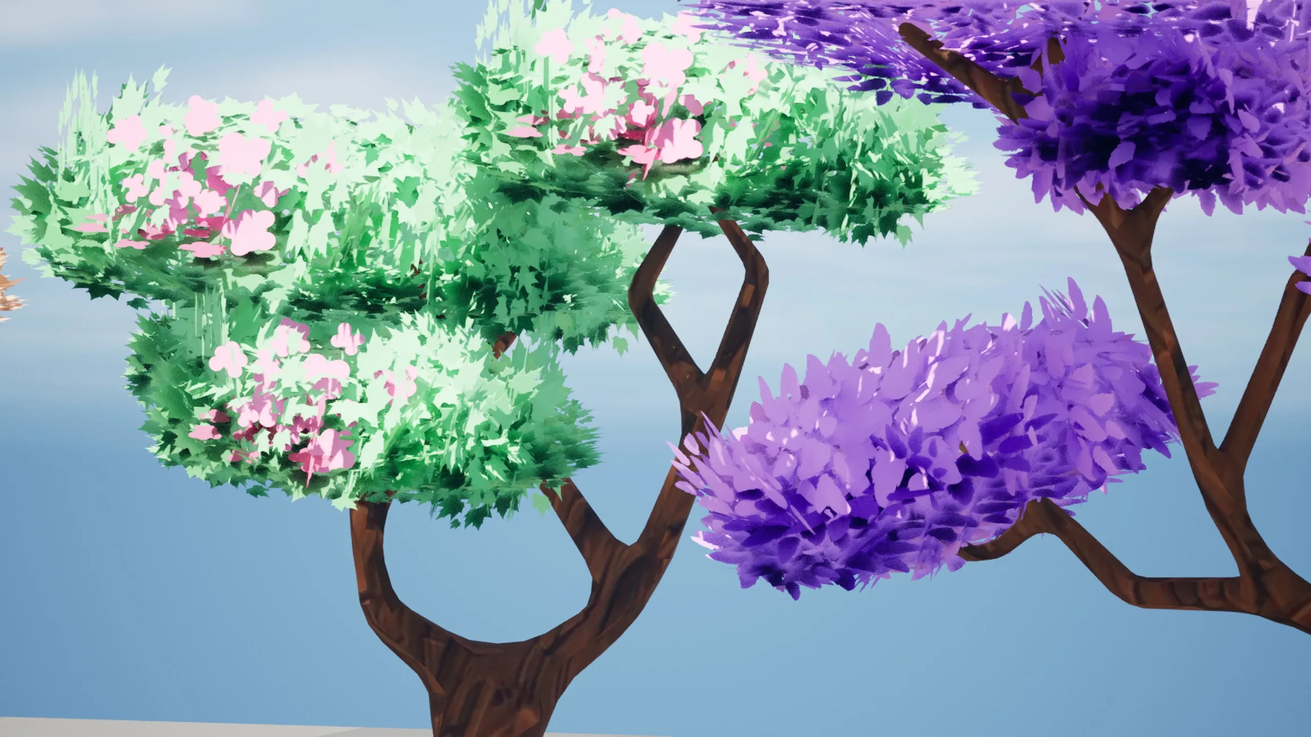 Low poly stylized trees 3d model