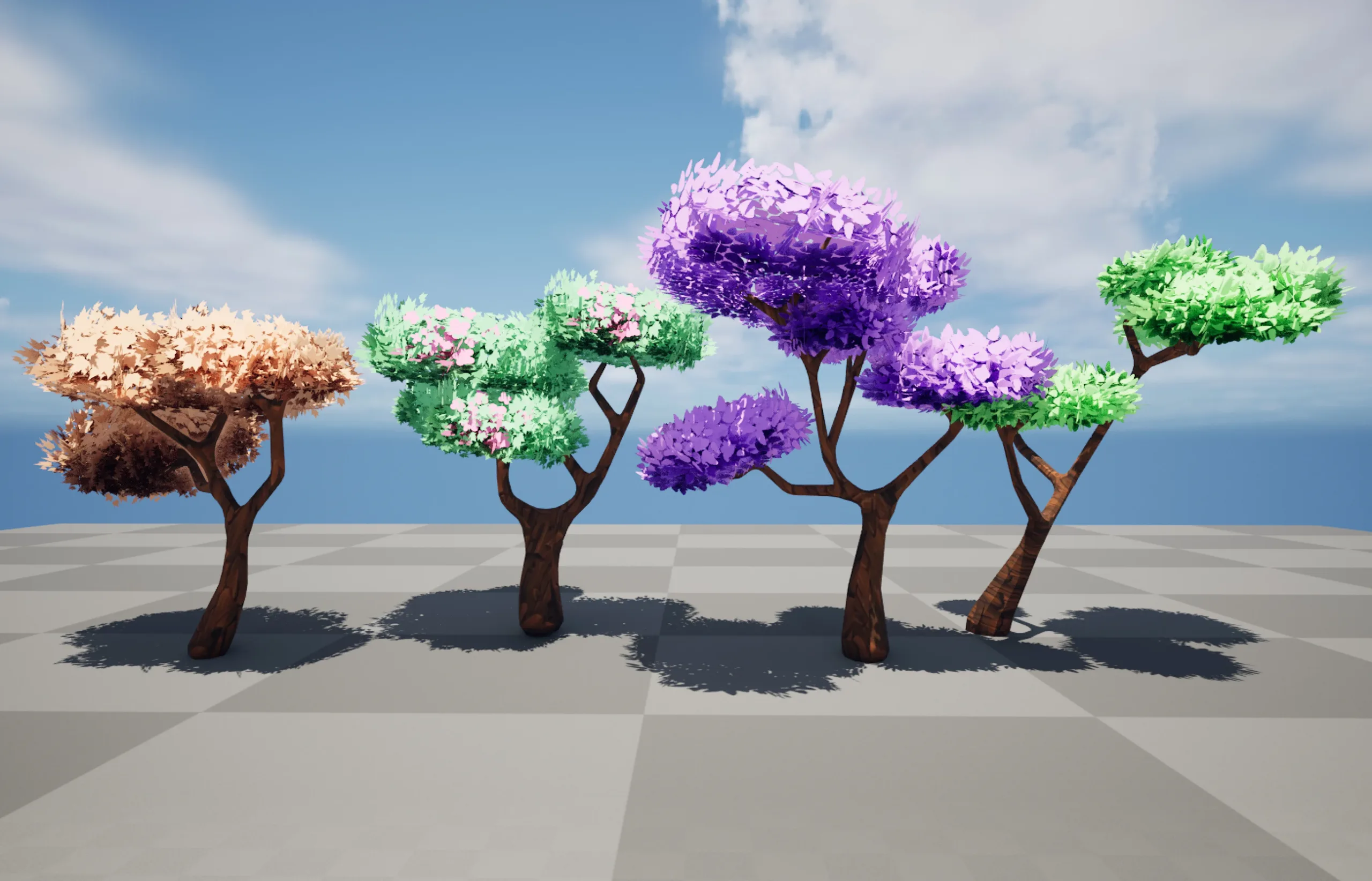 Low poly stylized trees 3d model