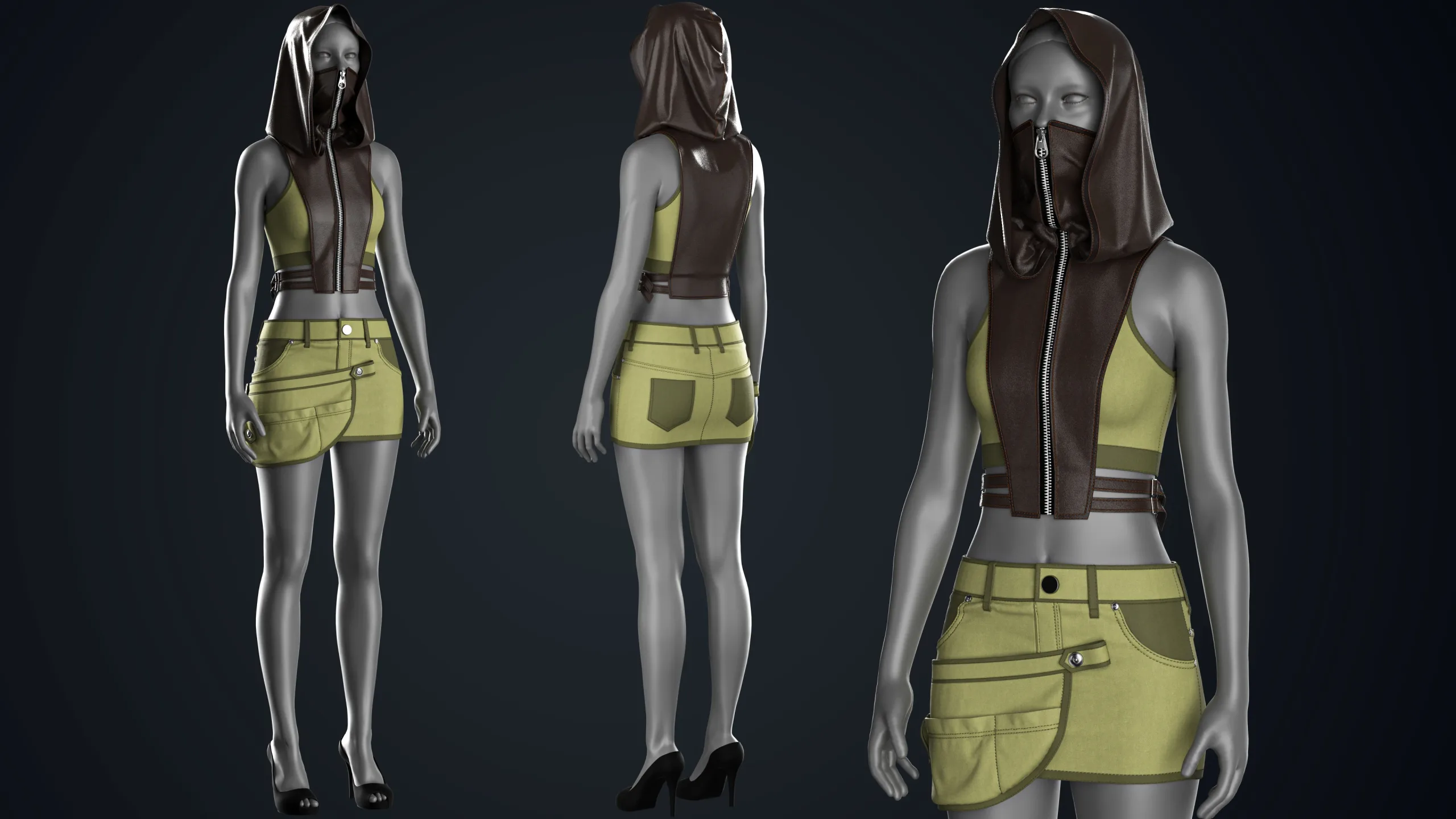 5 In 1 Hoods Costume + Clo3D/Marvelous + Video Tutorial + ZPRJ + OBJ + UV+ Texture Vol.01