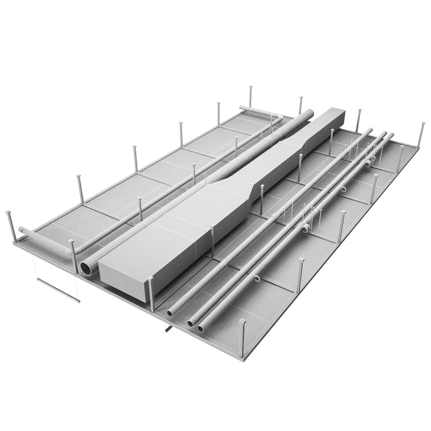 Industrial ceiling duct mesh panels