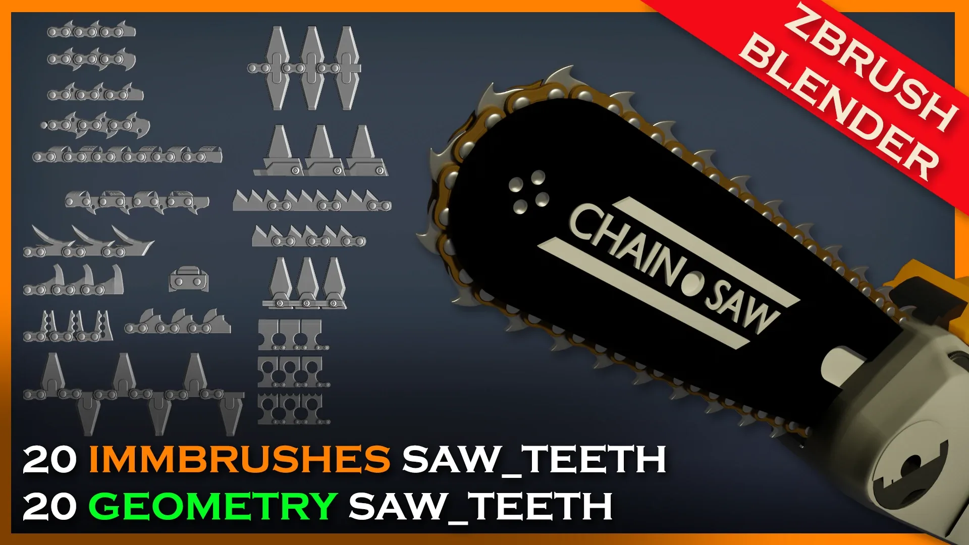 20 Electric Saw Teeth IMM Brush Zbrush