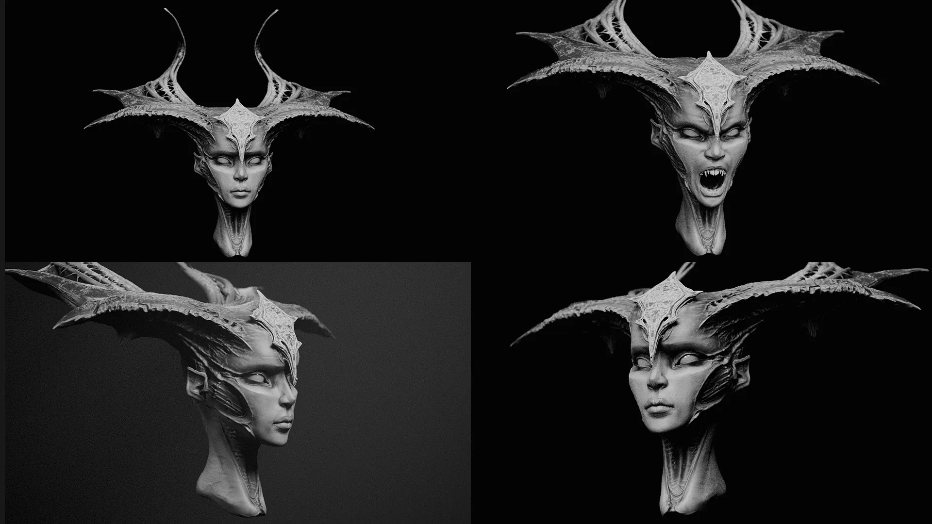 DEMONESS part 1: 50 Heads with Blendshapes