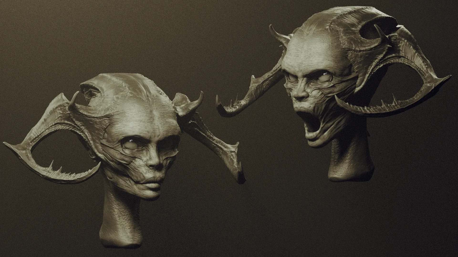 DEMONESS part 1: 50 Heads with Blendshapes