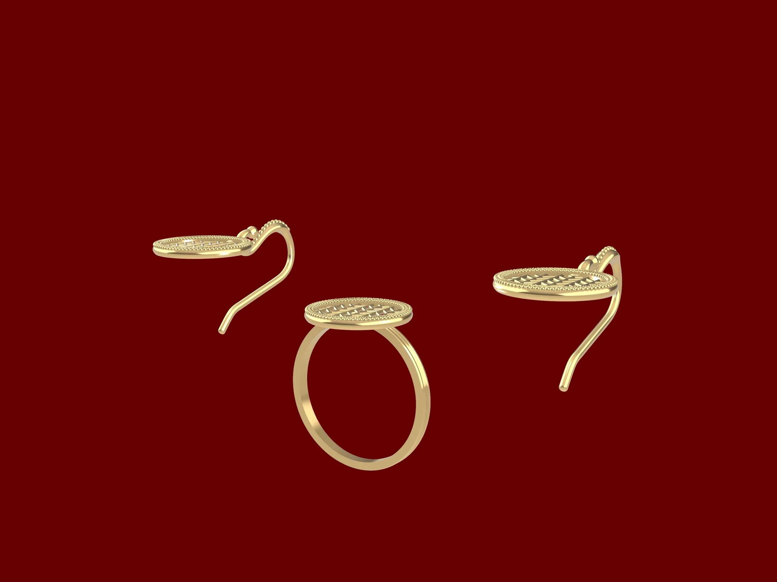 Art deco Contemporary Earrings and Ring Set