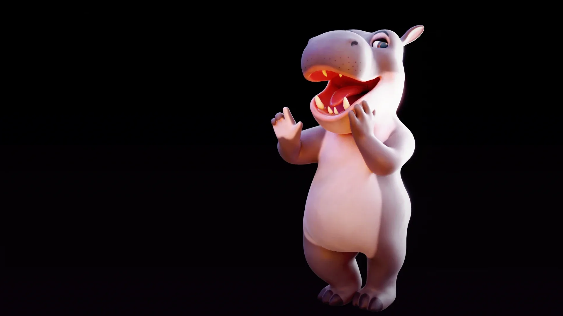 Hippo - rigged cartoon character for blender Low-poly 3D model