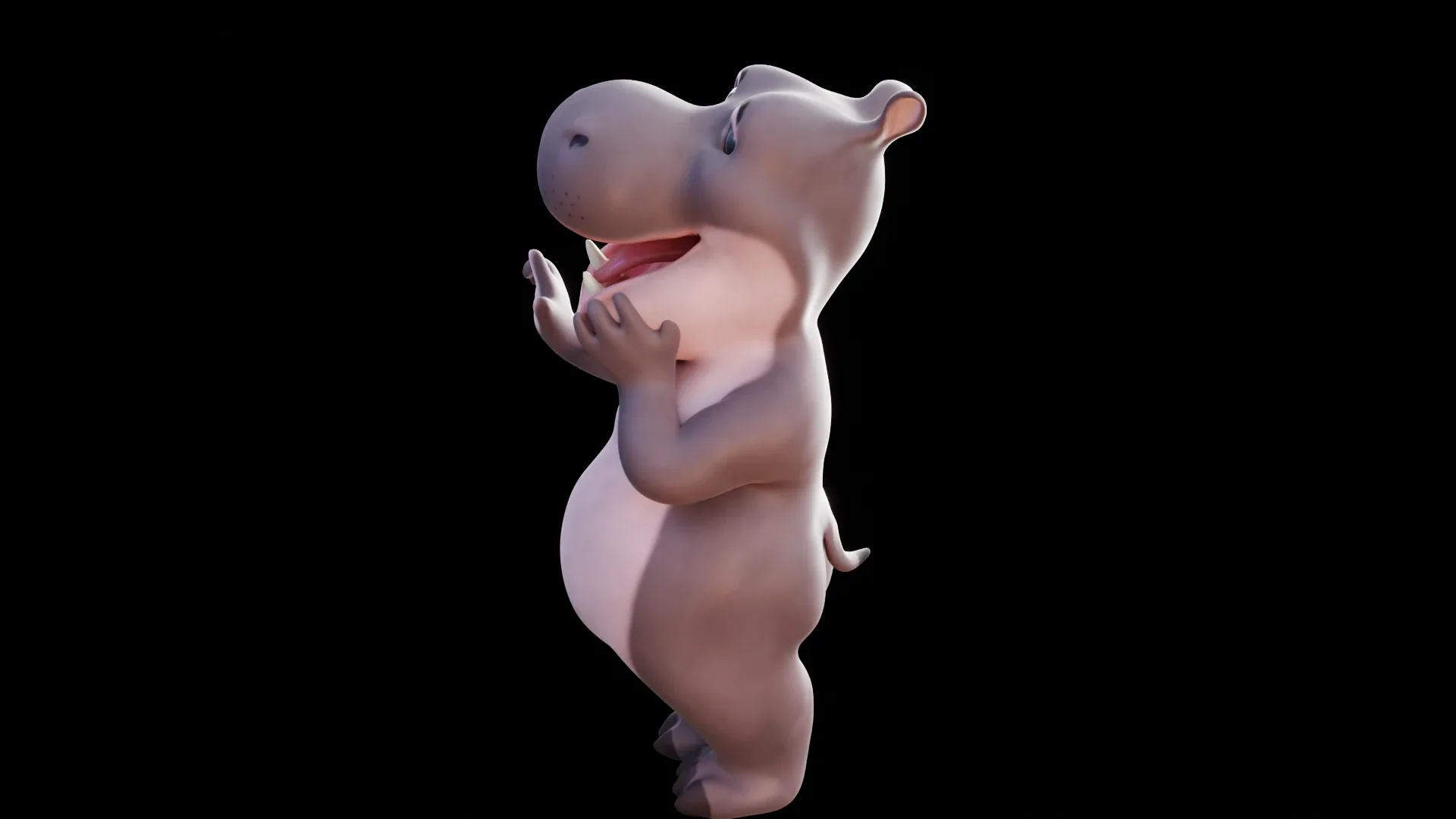 Hippo - rigged cartoon character for blender Low-poly 3D model