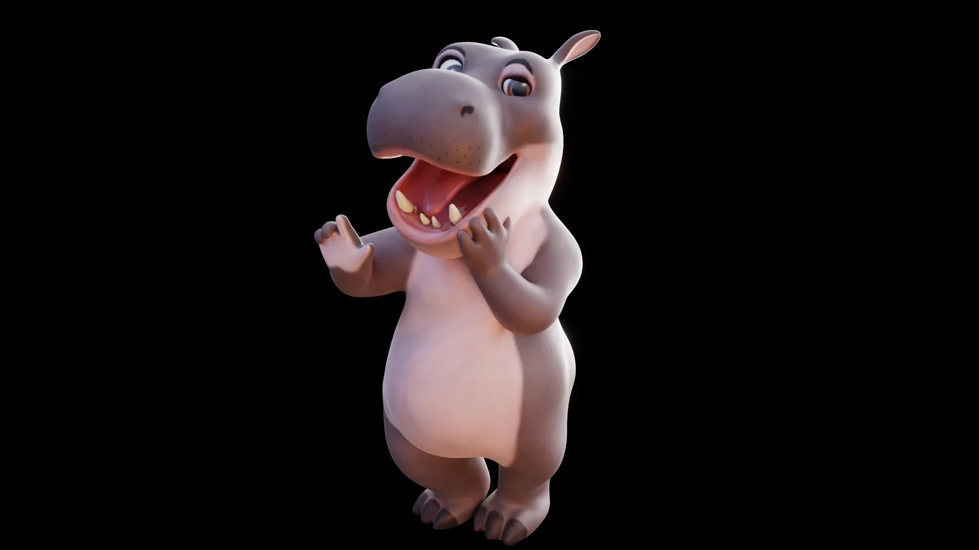 Hippo - rigged cartoon character for blender Low-poly 3D model