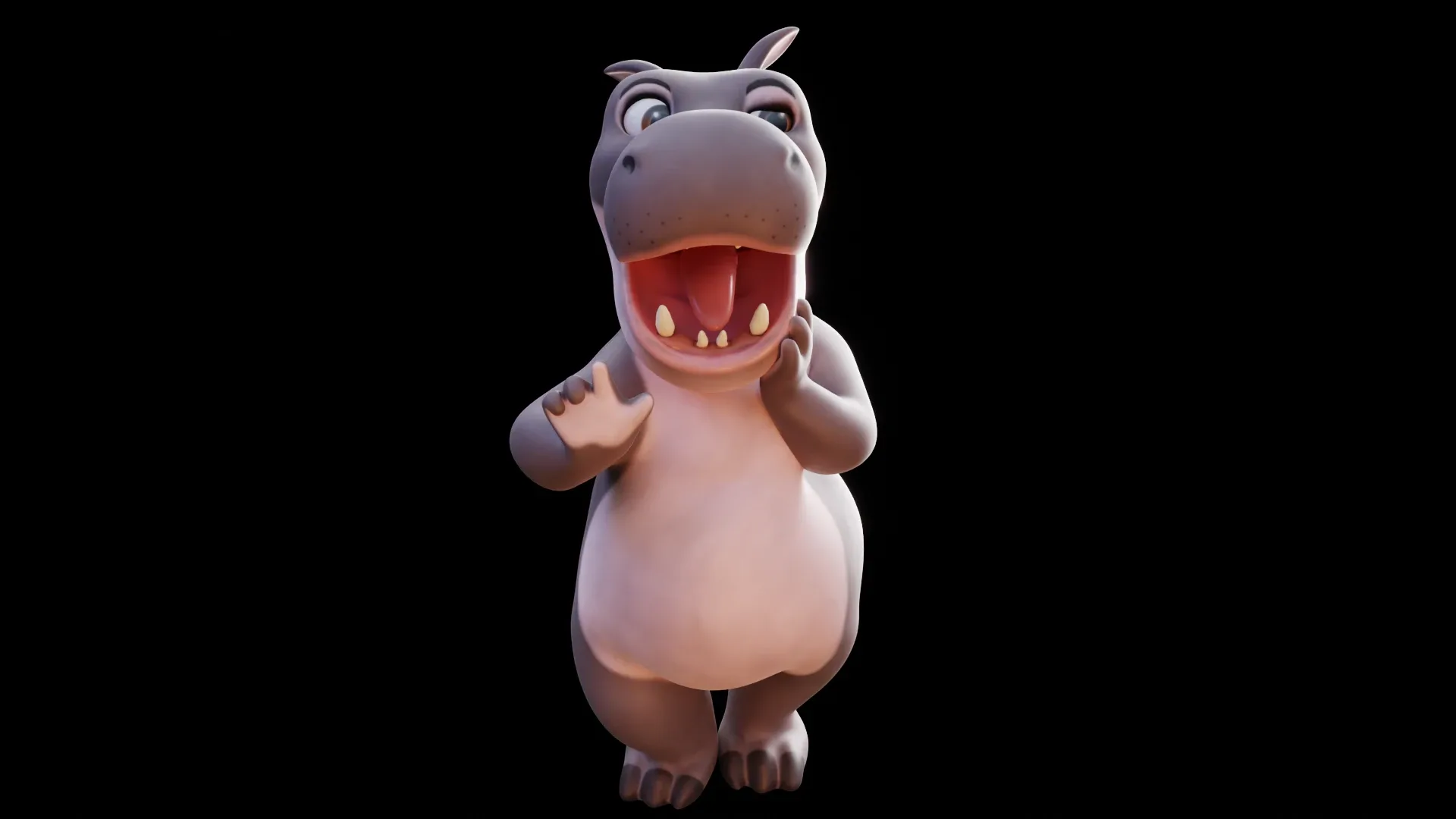 Hippo - rigged cartoon character for blender Low-poly 3D model