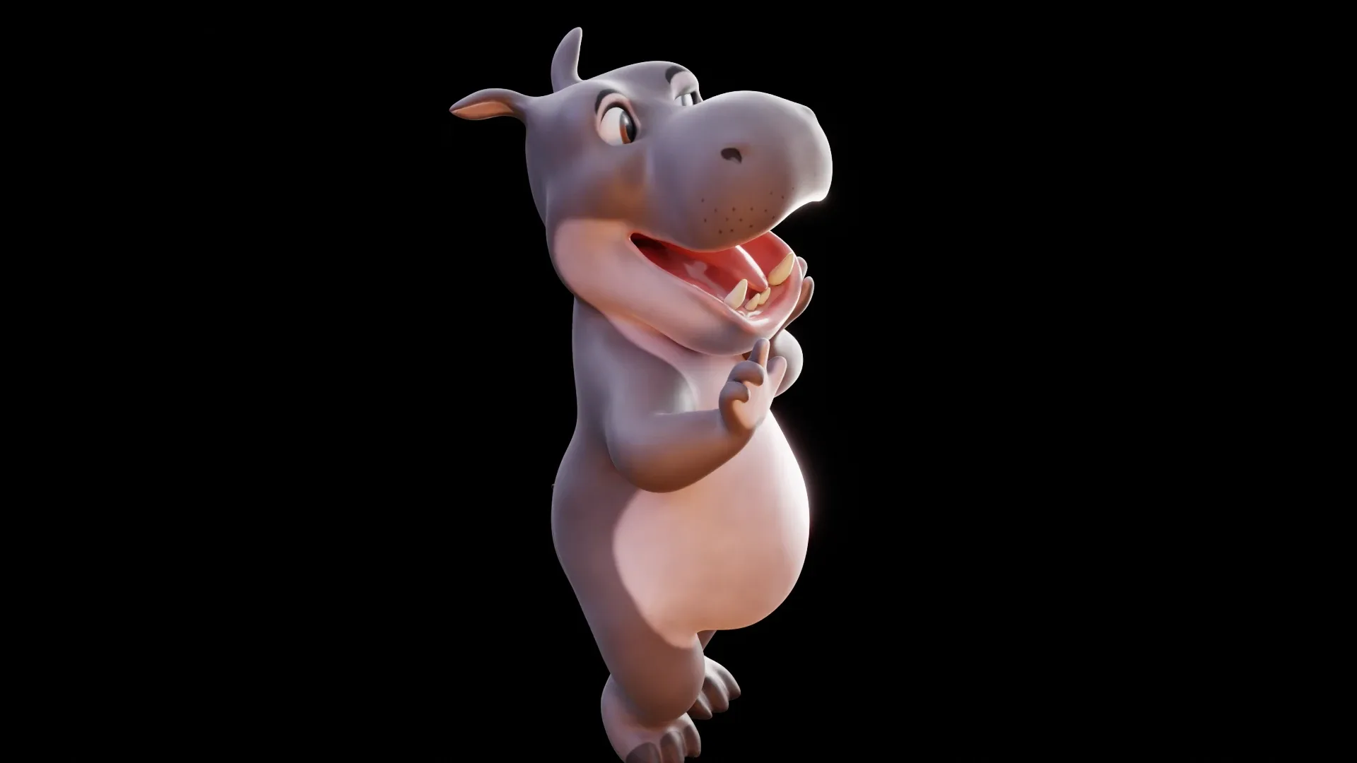 Hippo - rigged cartoon character for blender Low-poly 3D model