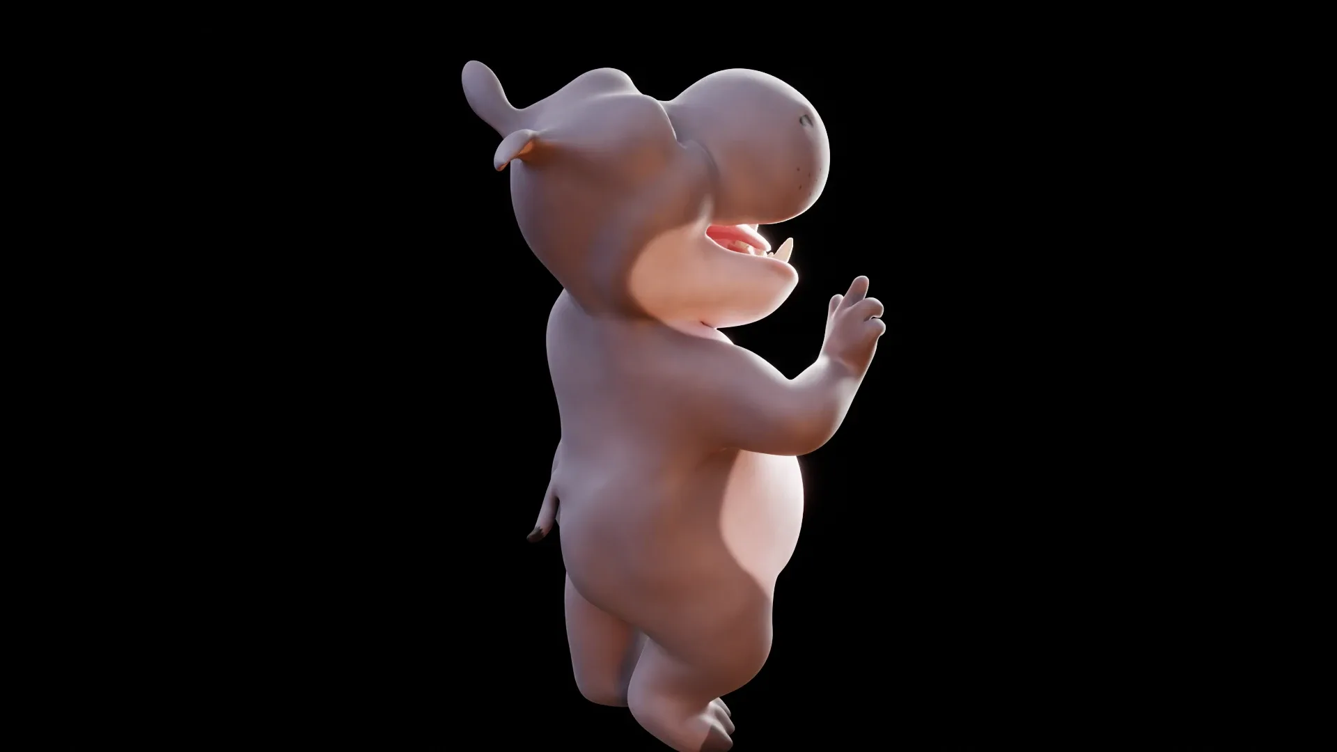 Hippo - rigged cartoon character for blender Low-poly 3D model