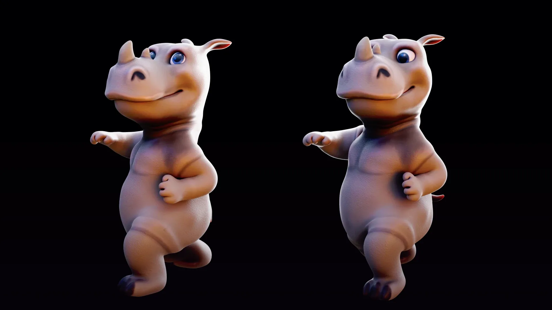 Rhino - rigged cartoon character for blender Low-poly 3D model