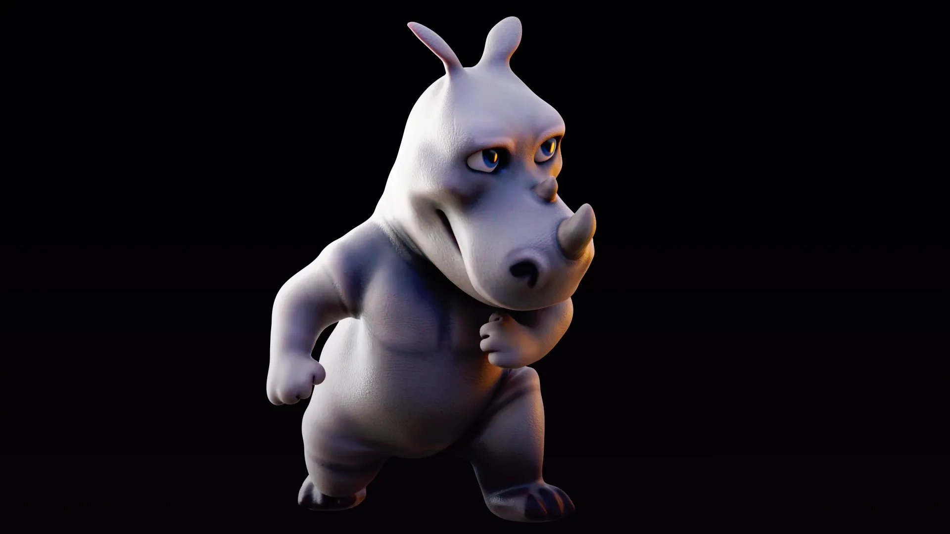 Rhino - rigged cartoon character for blender Low-poly 3D model