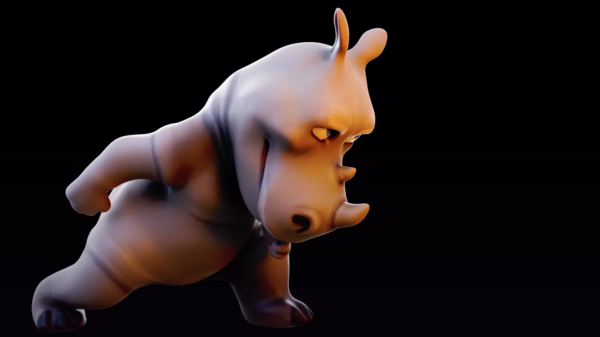 Rhino - rigged cartoon character for blender Low-poly 3D model