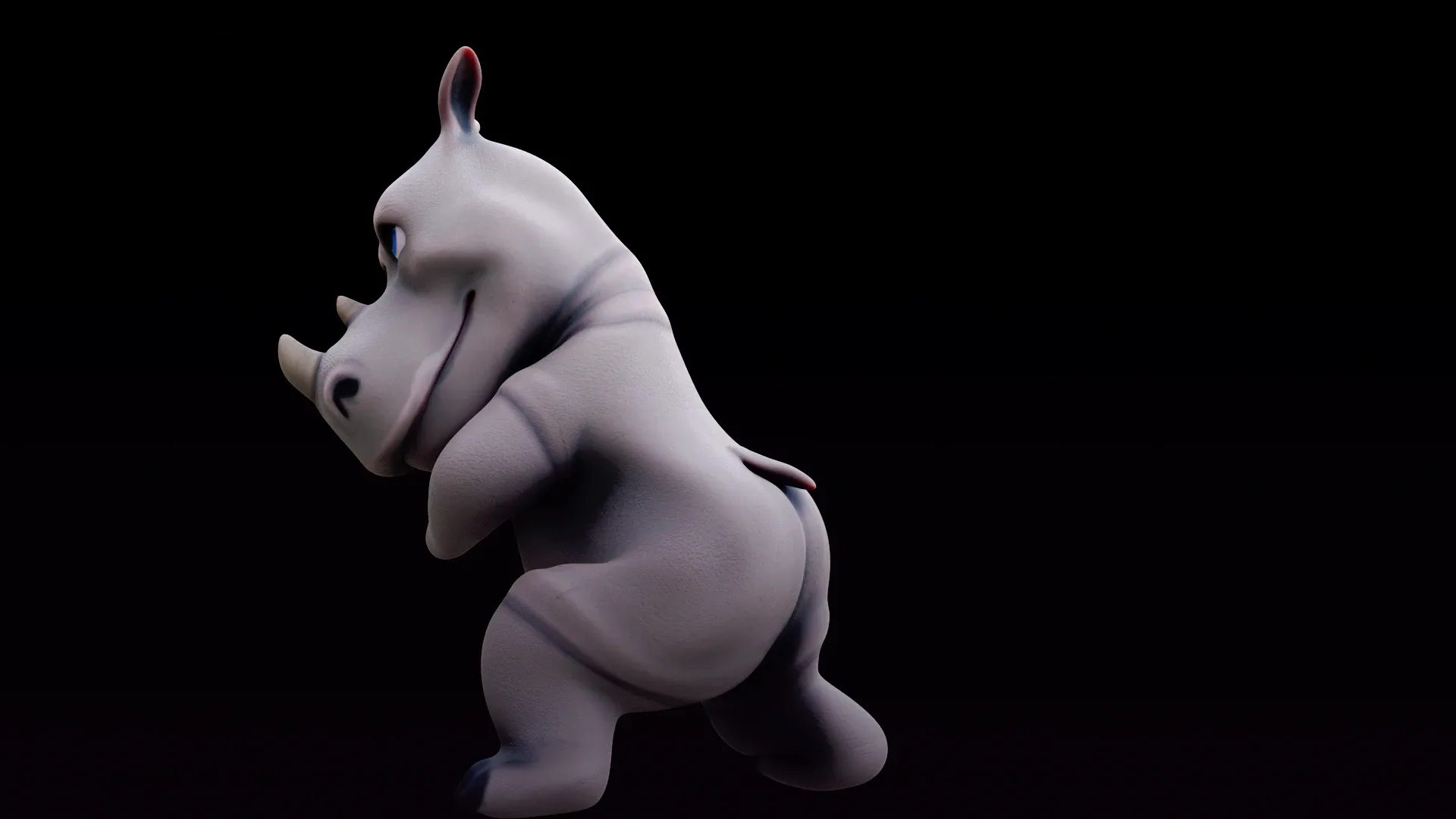 Rhino - rigged cartoon character for blender Low-poly 3D model