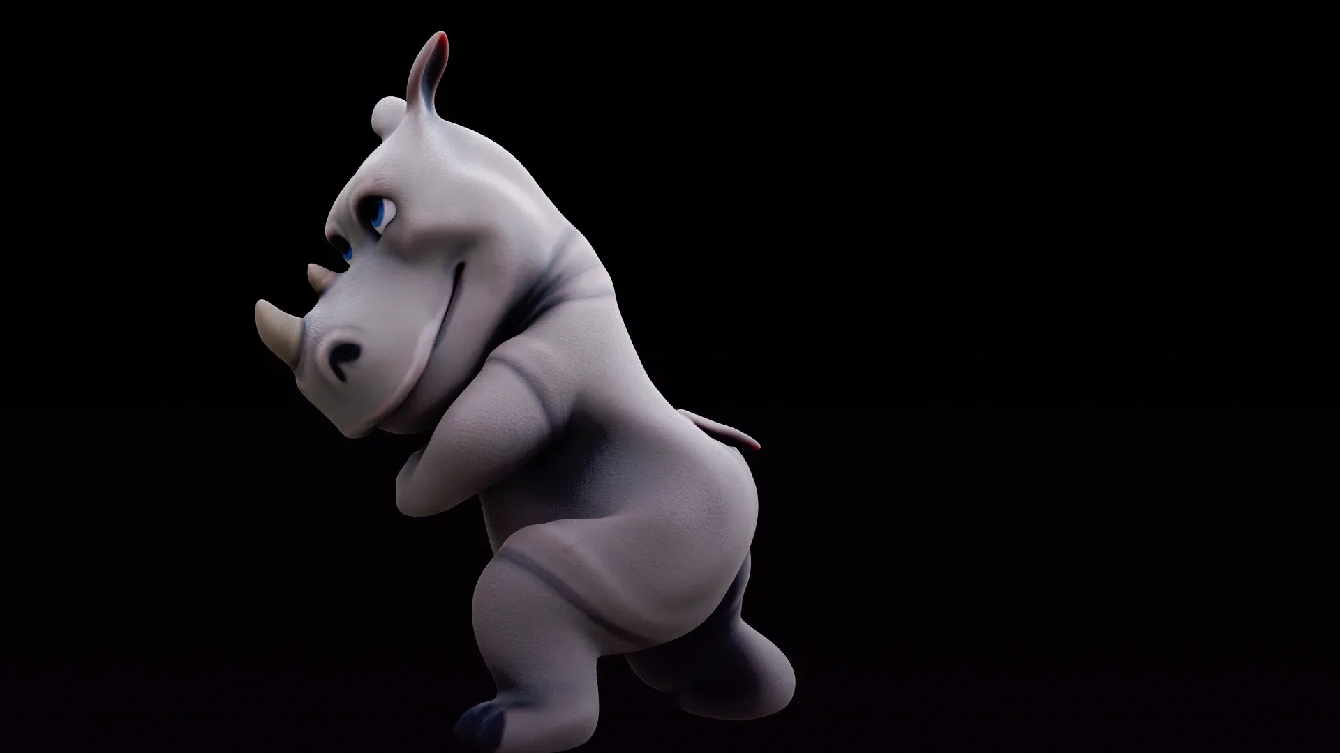 Rhino - rigged cartoon character for blender Low-poly 3D model