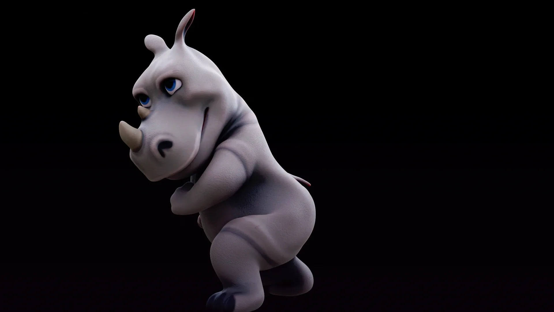 Rhino - rigged cartoon character for blender Low-poly 3D model