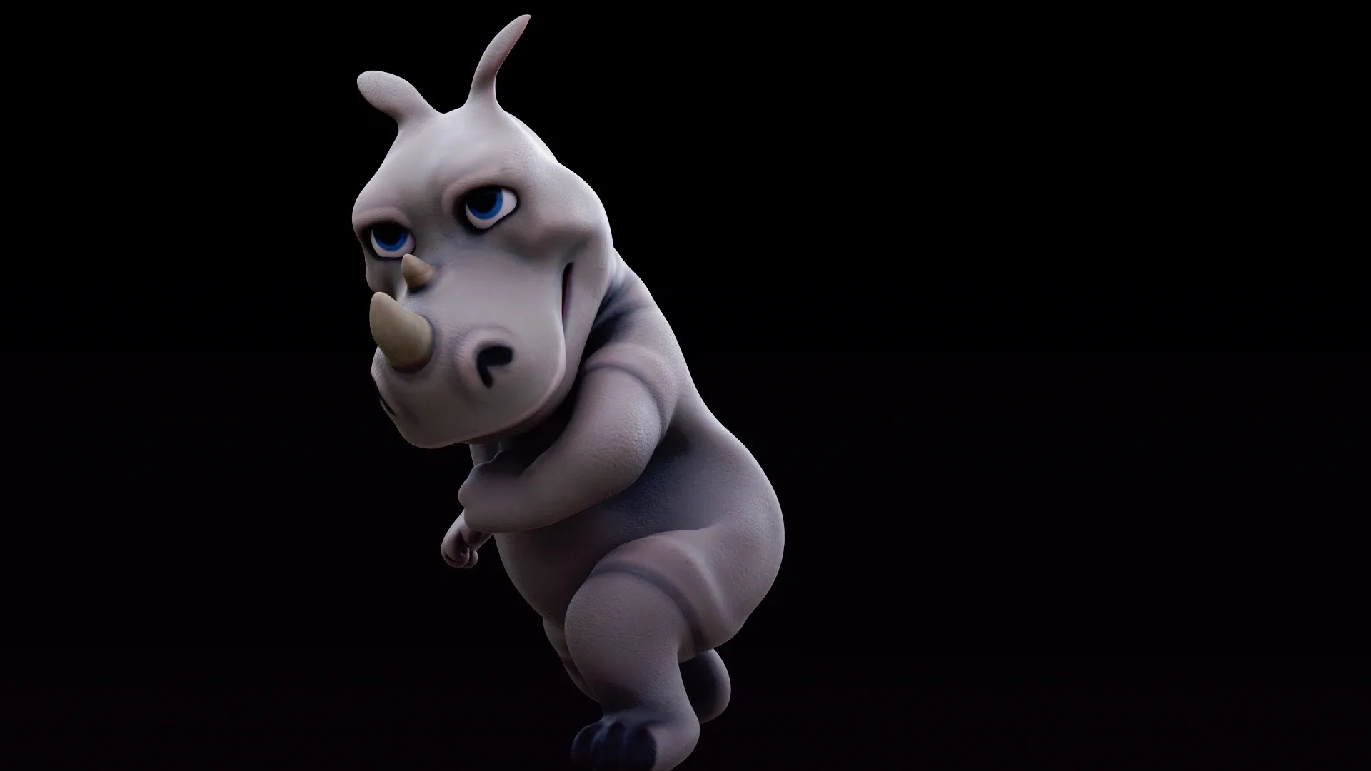 Rhino - rigged cartoon character for blender Low-poly 3D model