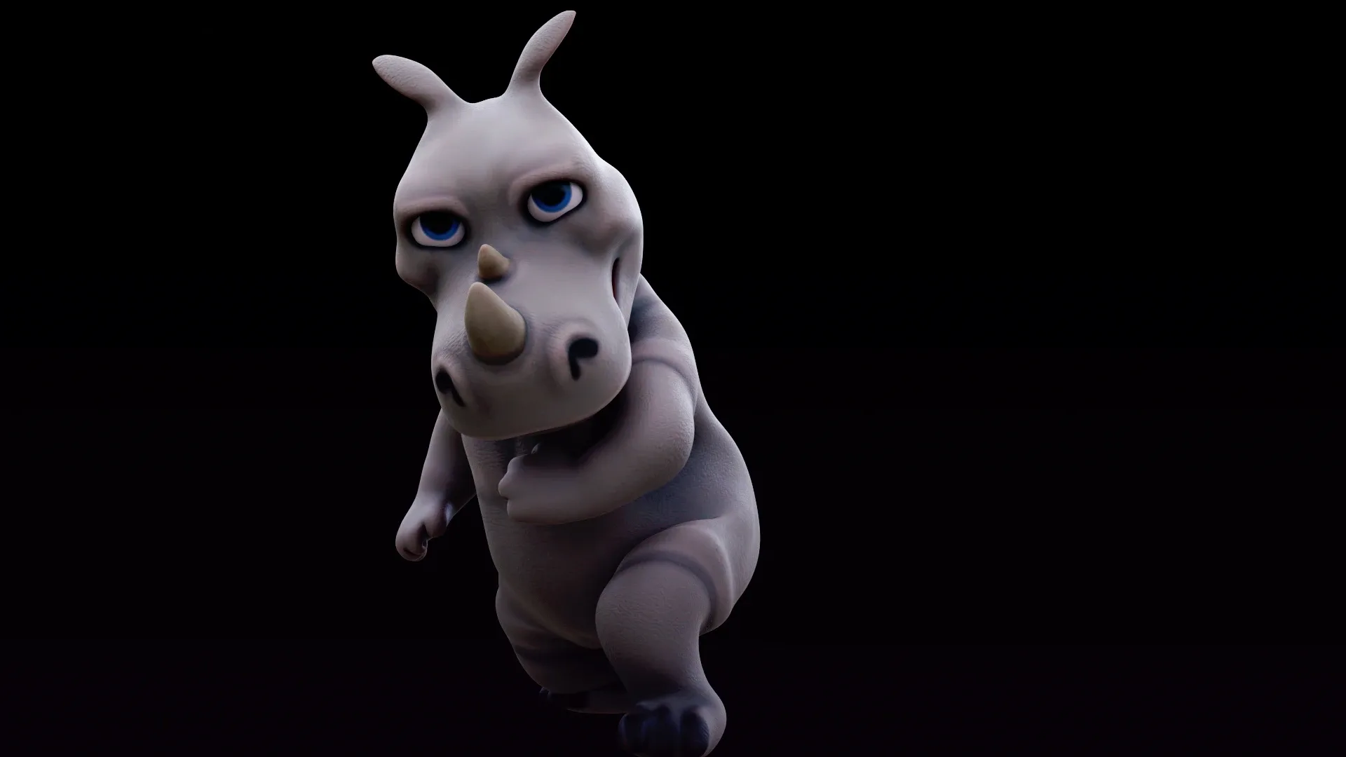 Rhino - rigged cartoon character for blender Low-poly 3D model