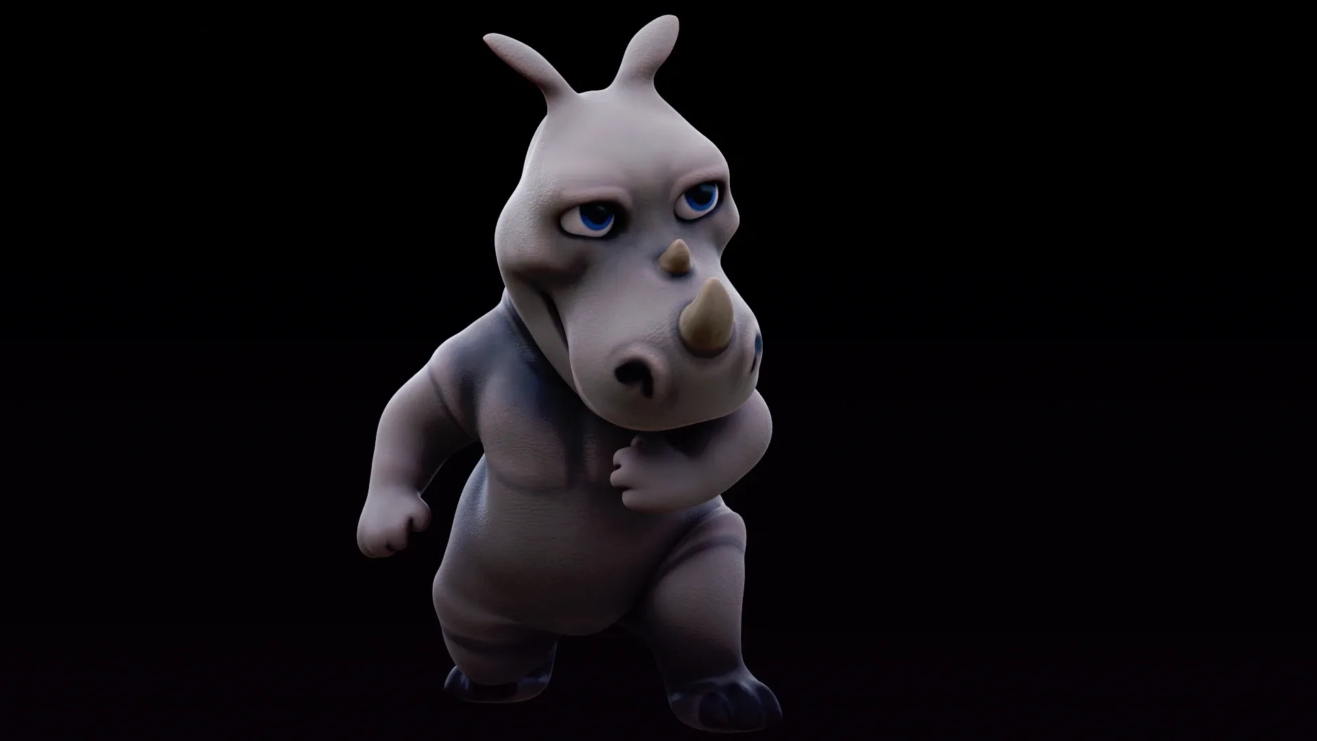 Rhino - rigged cartoon character for blender Low-poly 3D model