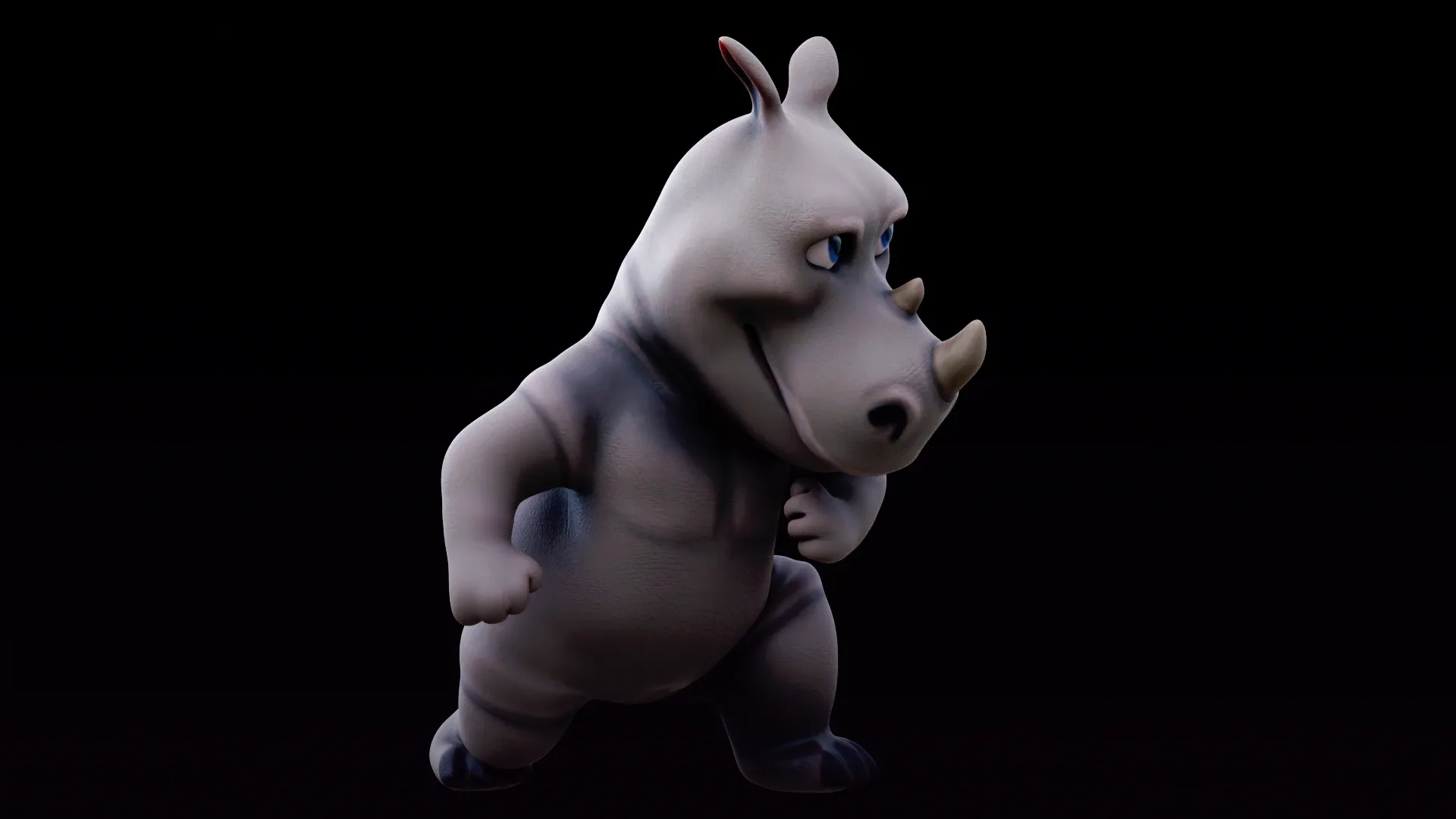 Rhino - rigged cartoon character for blender Low-poly 3D model