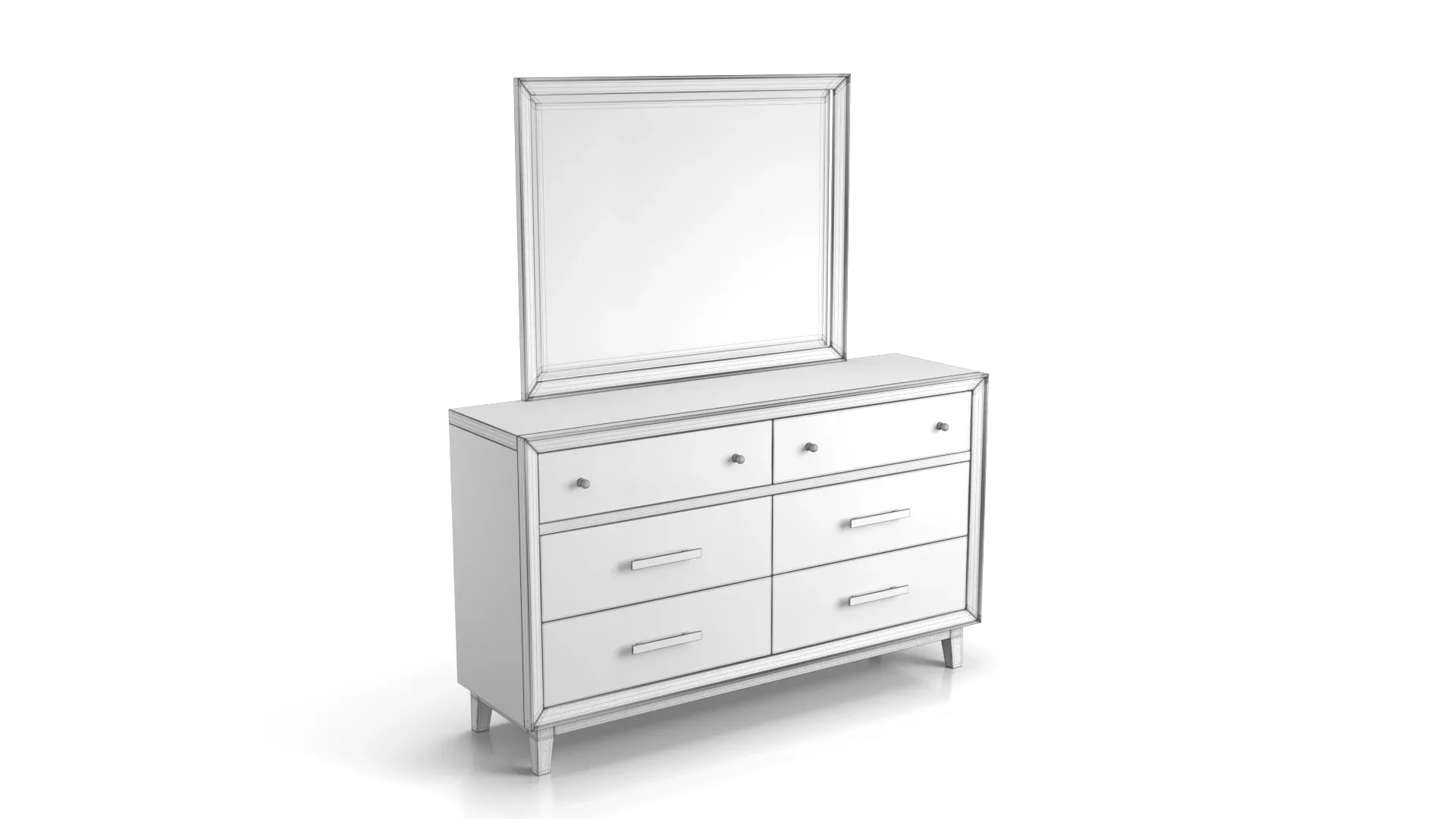 Dresser with Mirror Stained Mahogany FlippedNormals