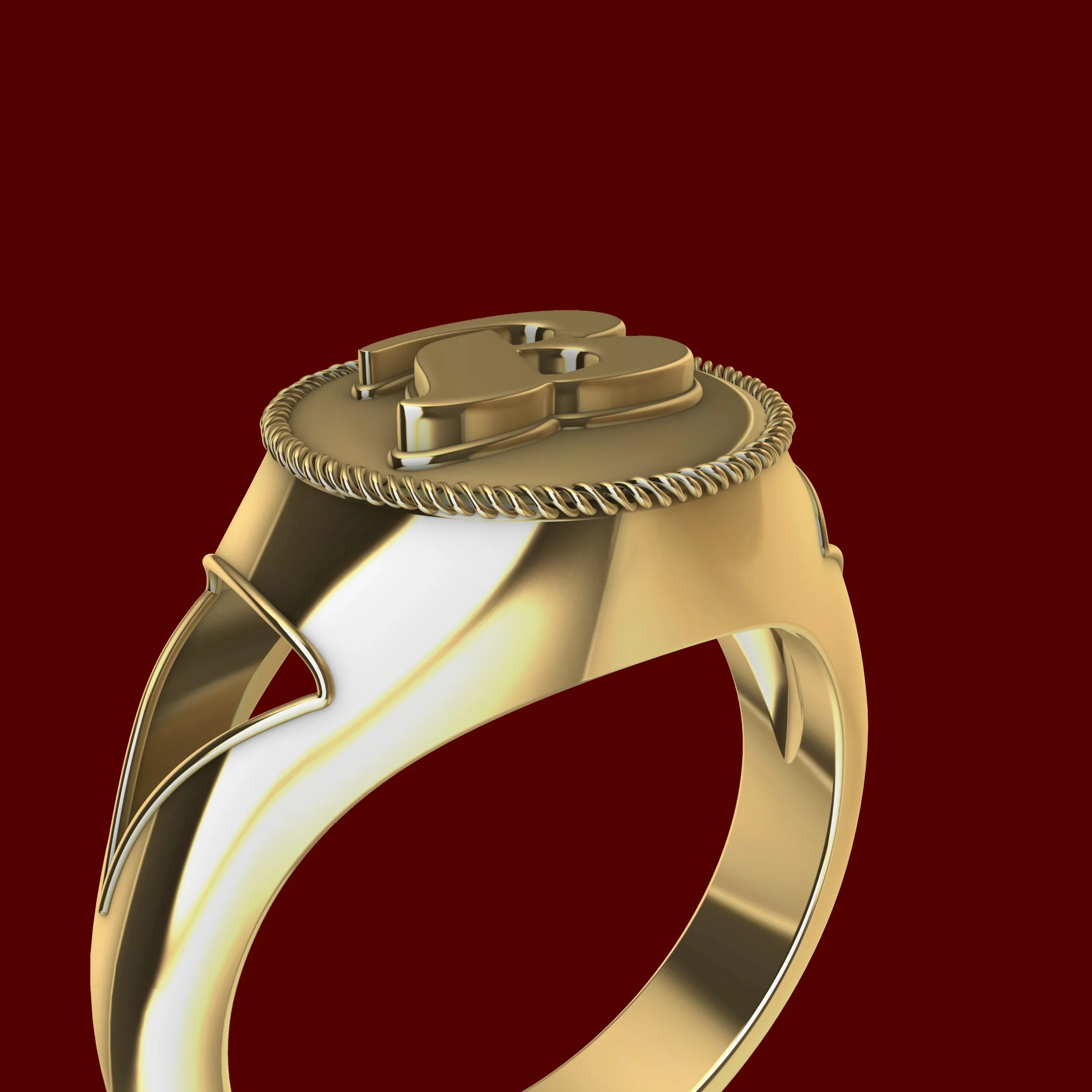 B Alphabet Signet Ring 3d Model